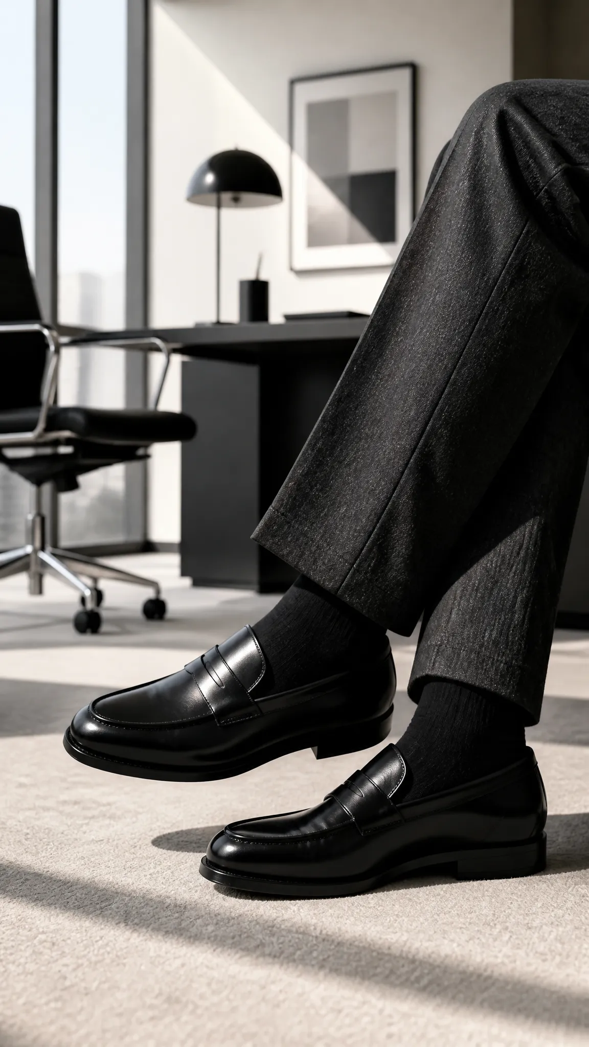 Black Polished Penny Loafers