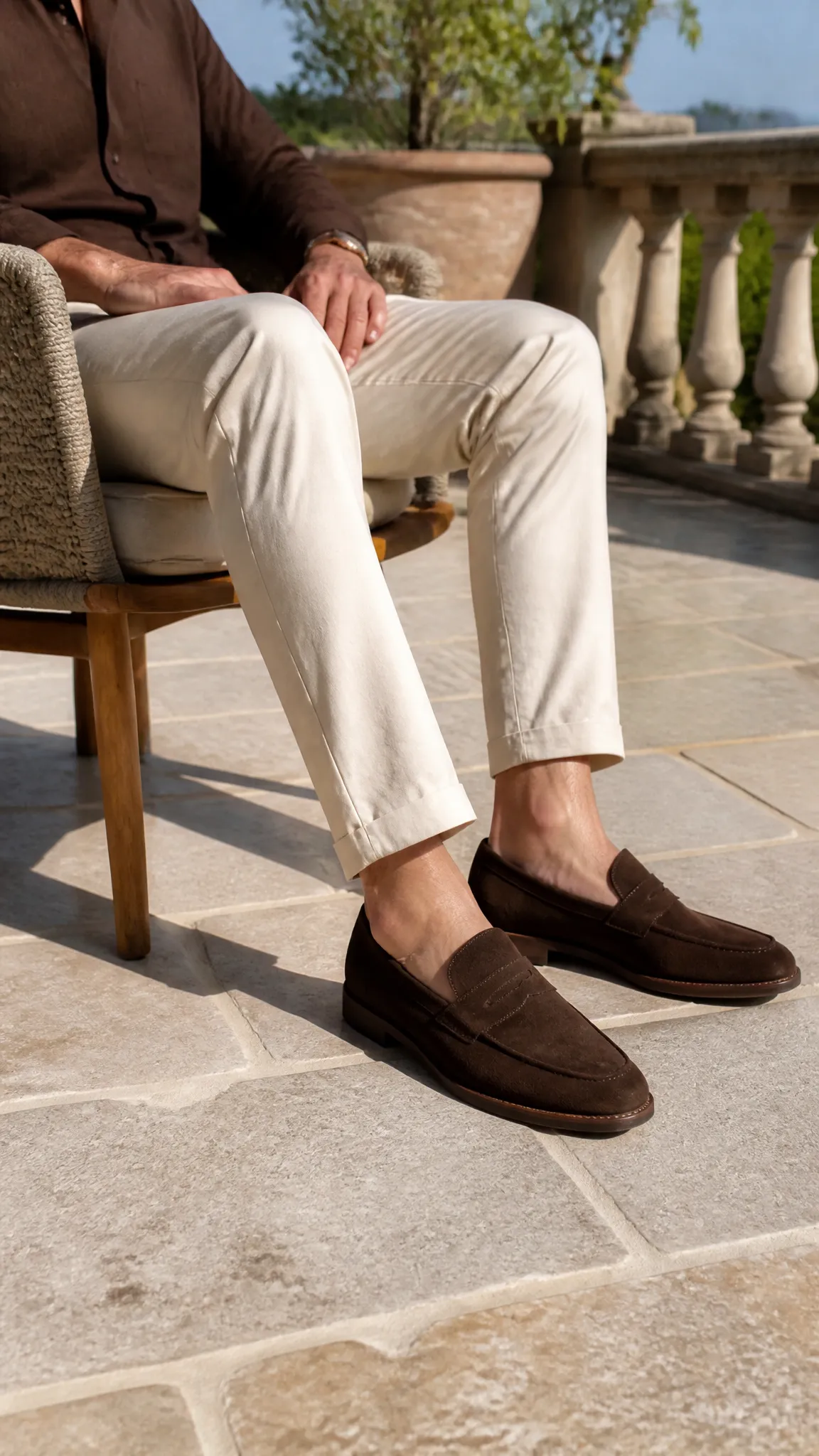 Brown Suede Penny Loafers