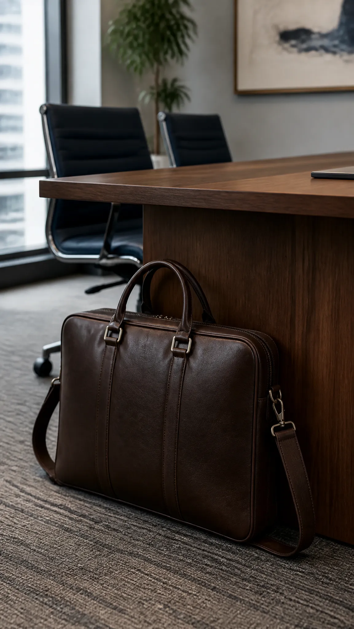 Structured Leather Briefcase