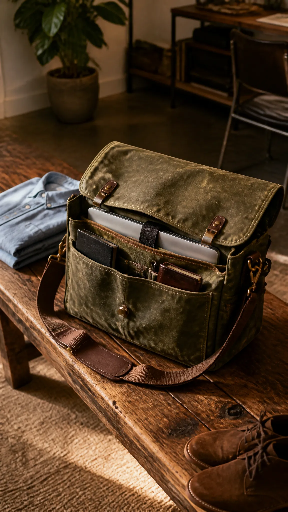 Waxed Canvas Messenger Bag