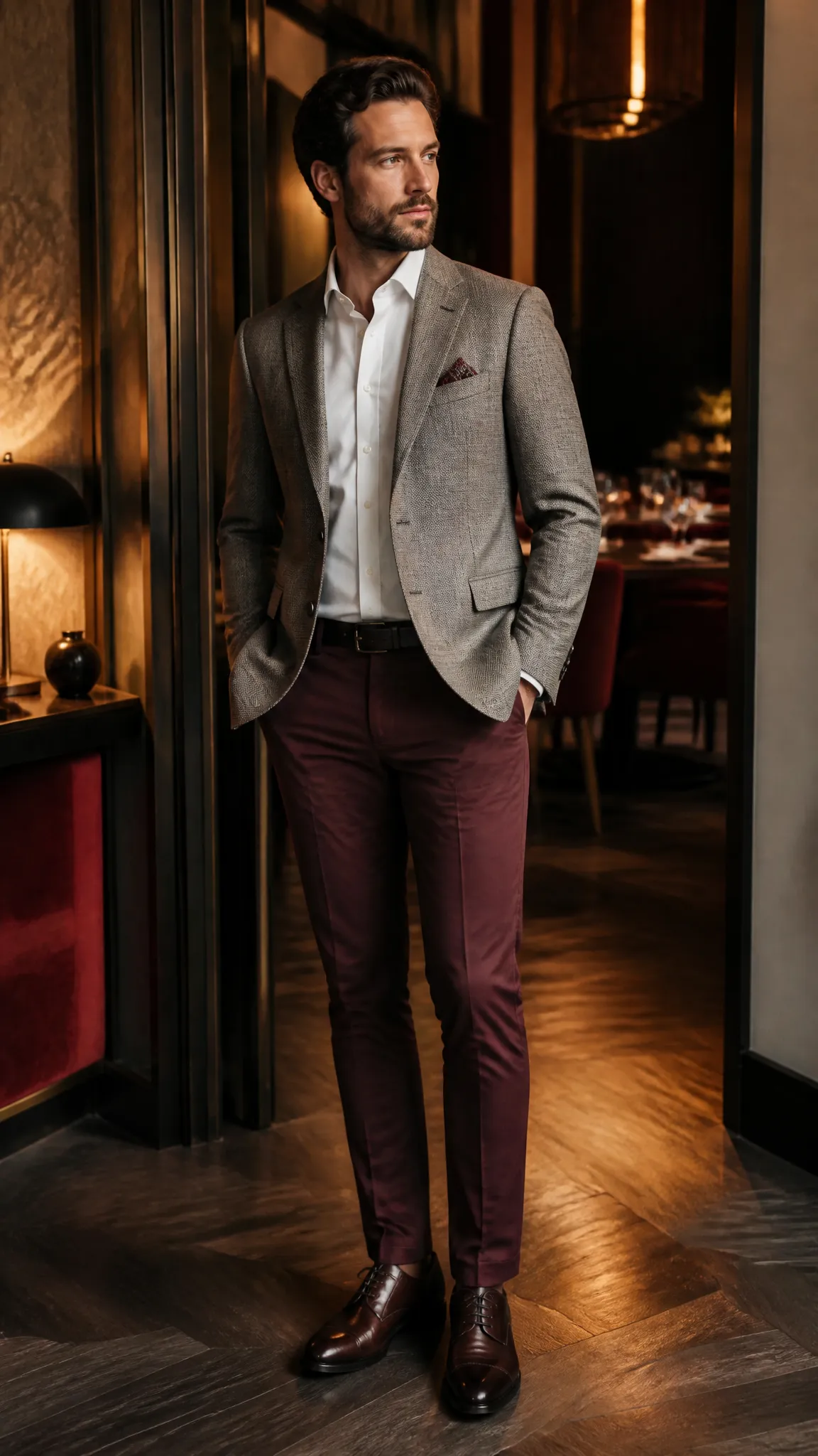 Sport Coat With Burgundy Chinos