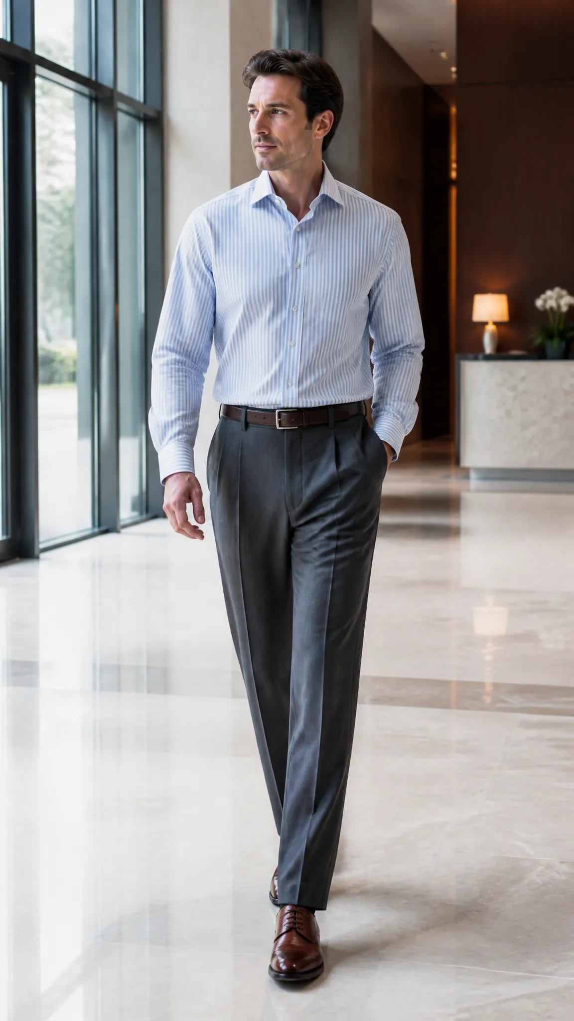 Dress Shirt and Pleated Trousers