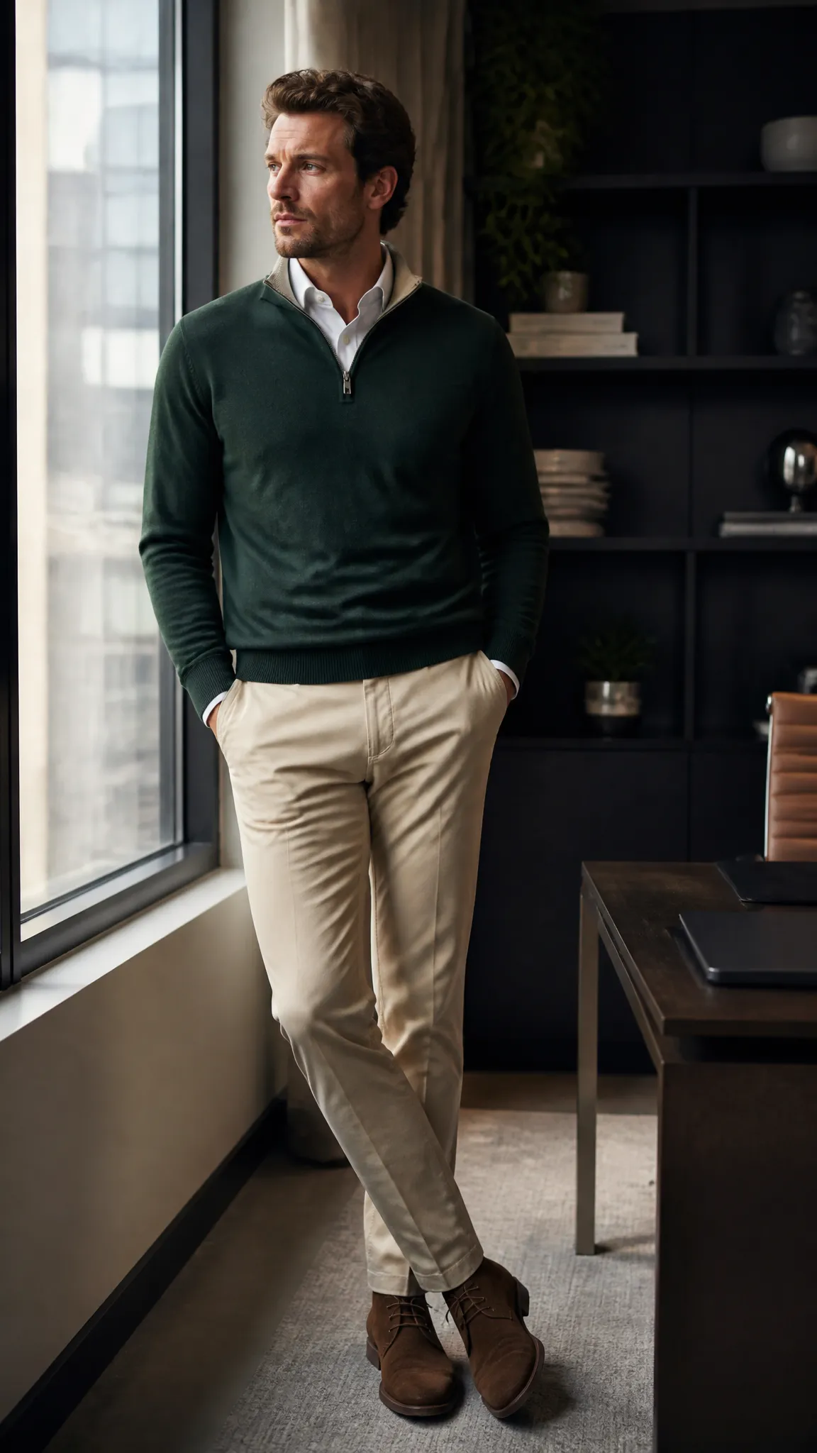 Quarter-Zip Sweater and Chinos