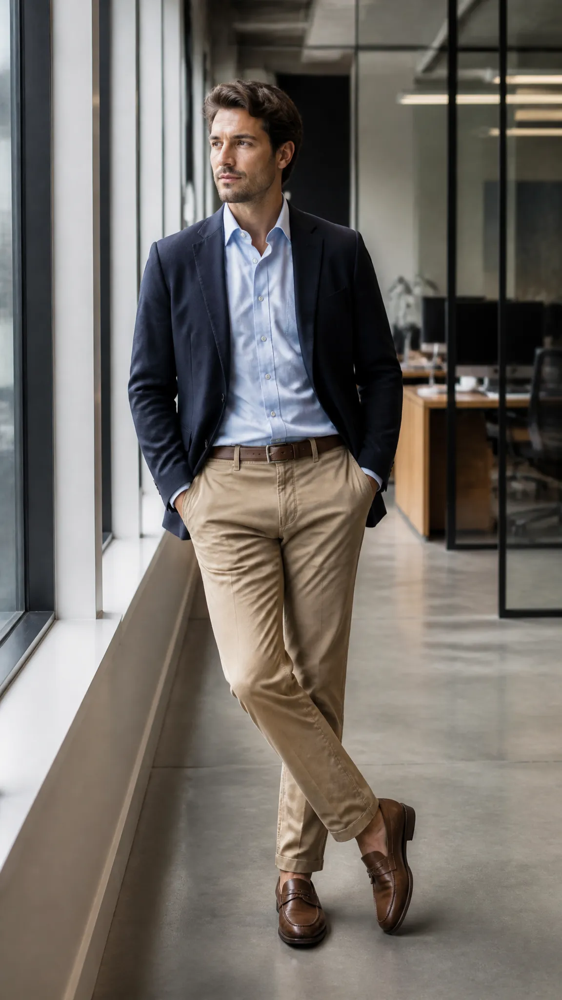 Navy Blazer, Oxford Shirt, and Chinos