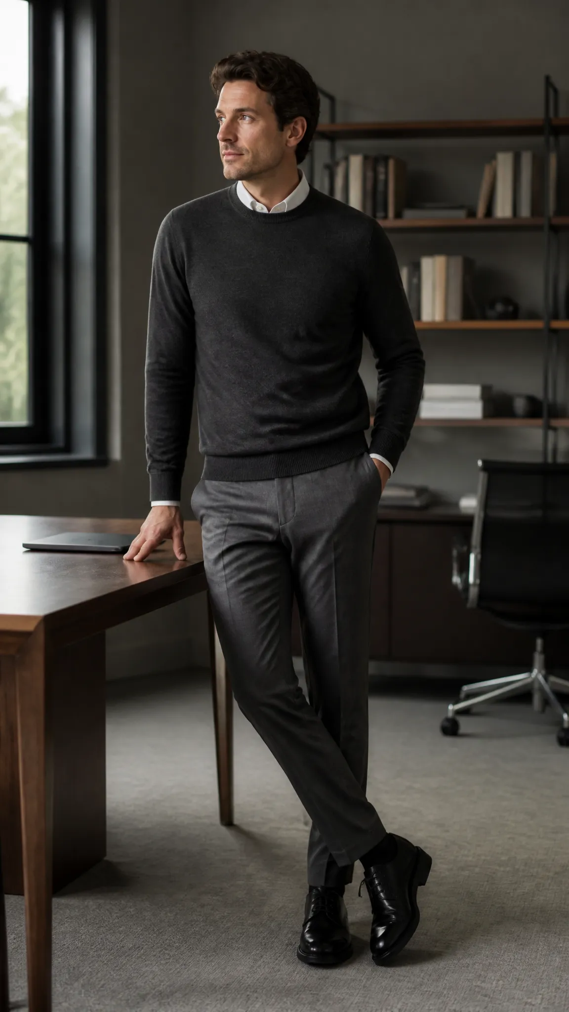 Merino Crewneck and Tailored Trousers