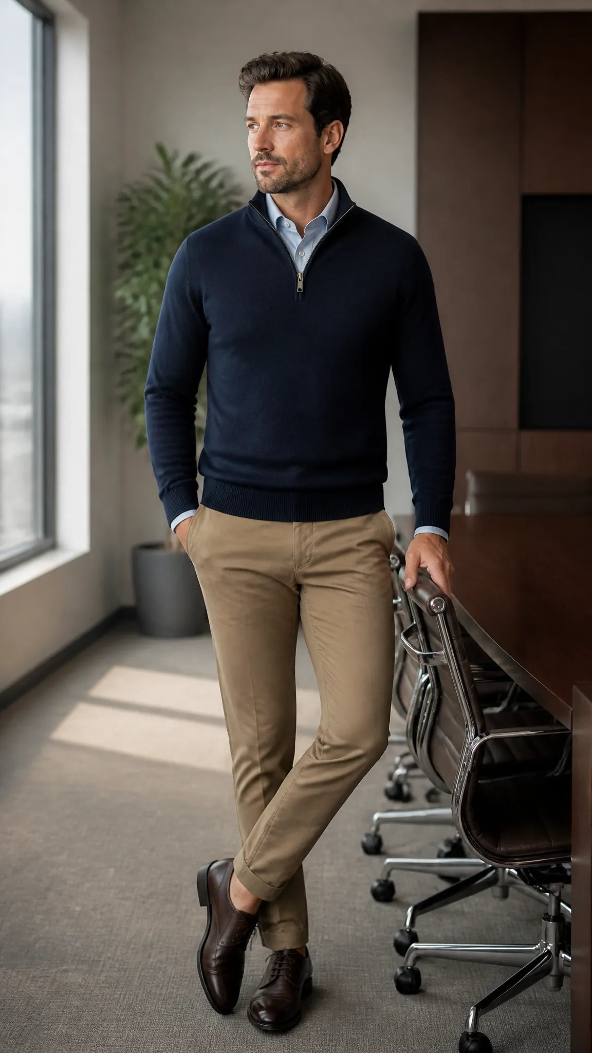 Quarter-Zip Sweater and Chinos