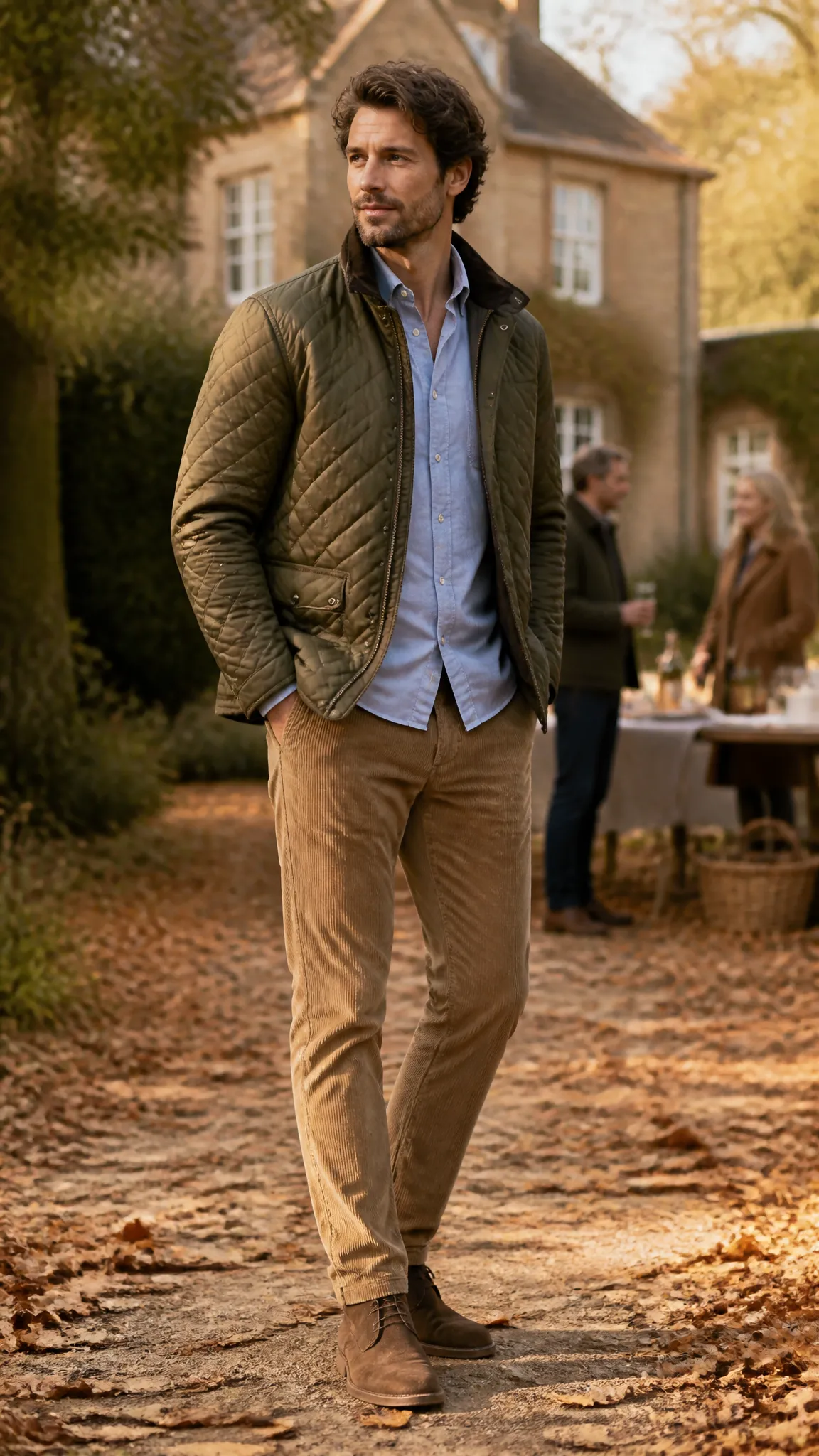 Quilted Jacket With Corduroy Pants