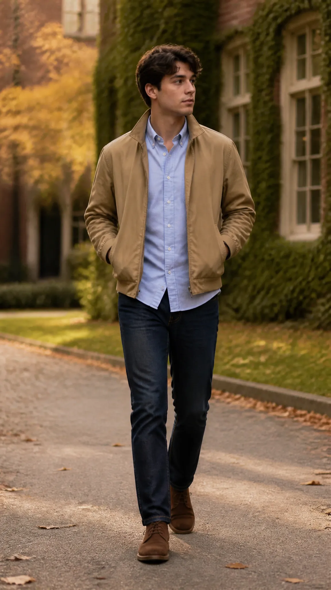 Harrington Jacket With an Oxford Shirt