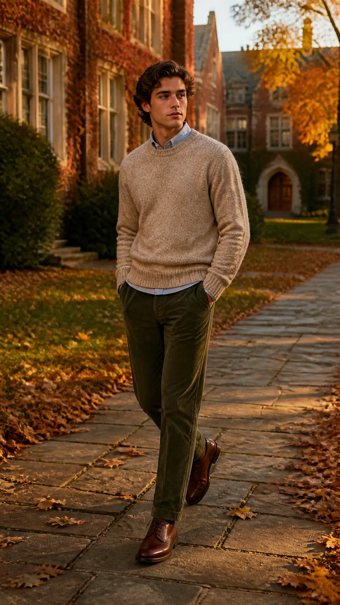 Shetland Sweater With Corduroy Pants