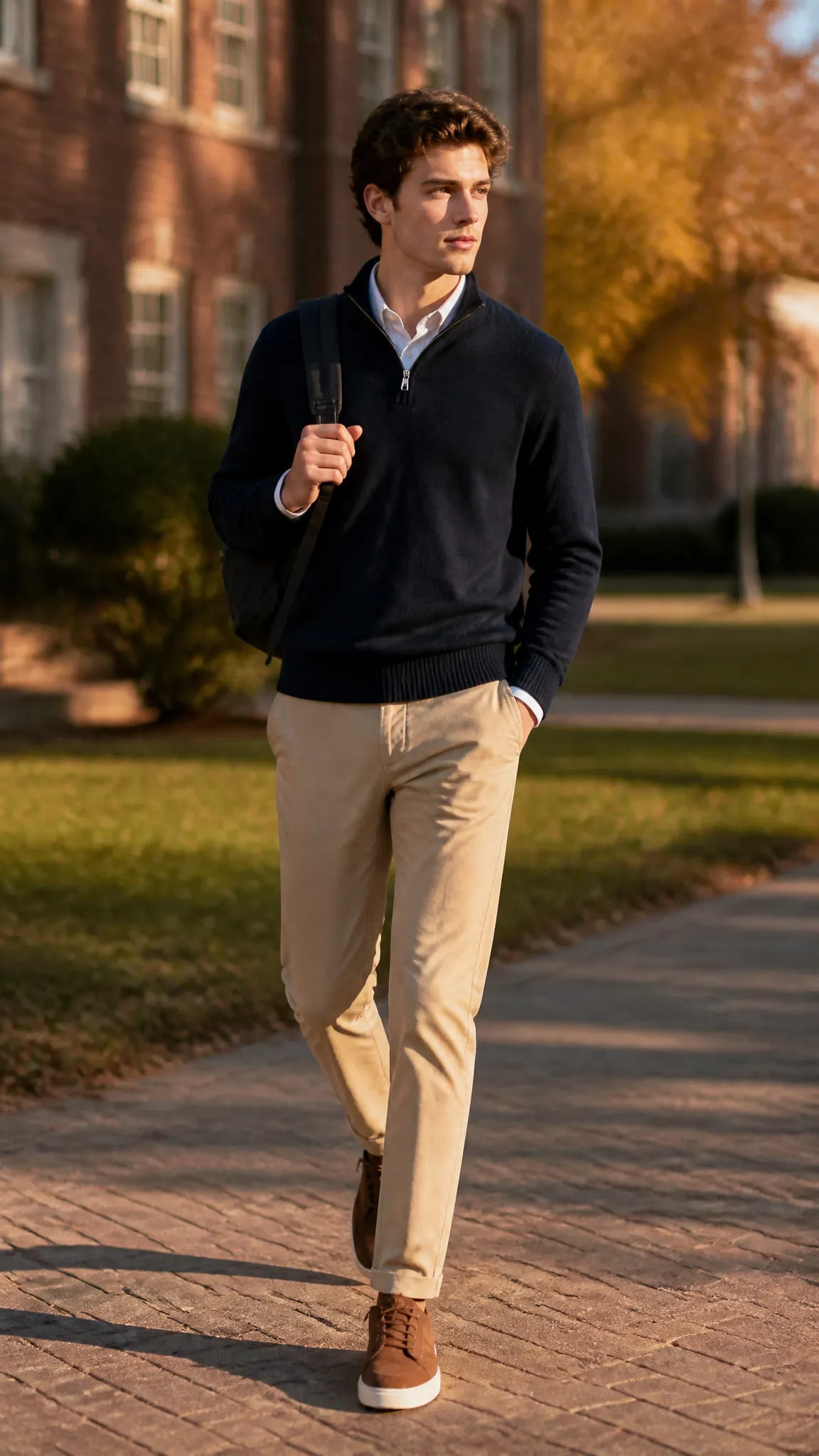 Quarter-Zip Sweater With Khakis