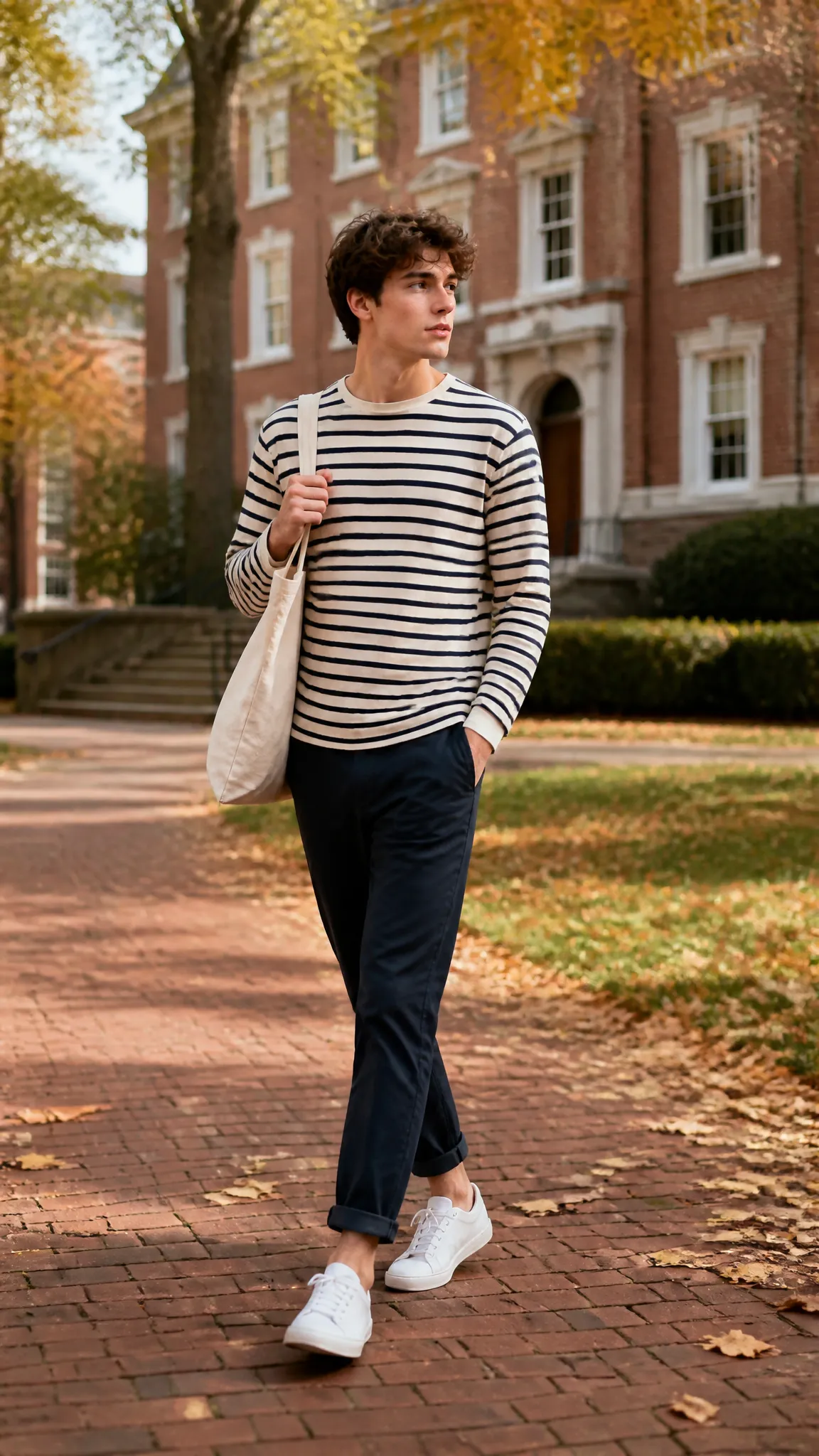 Breton Shirt With White Sneakers