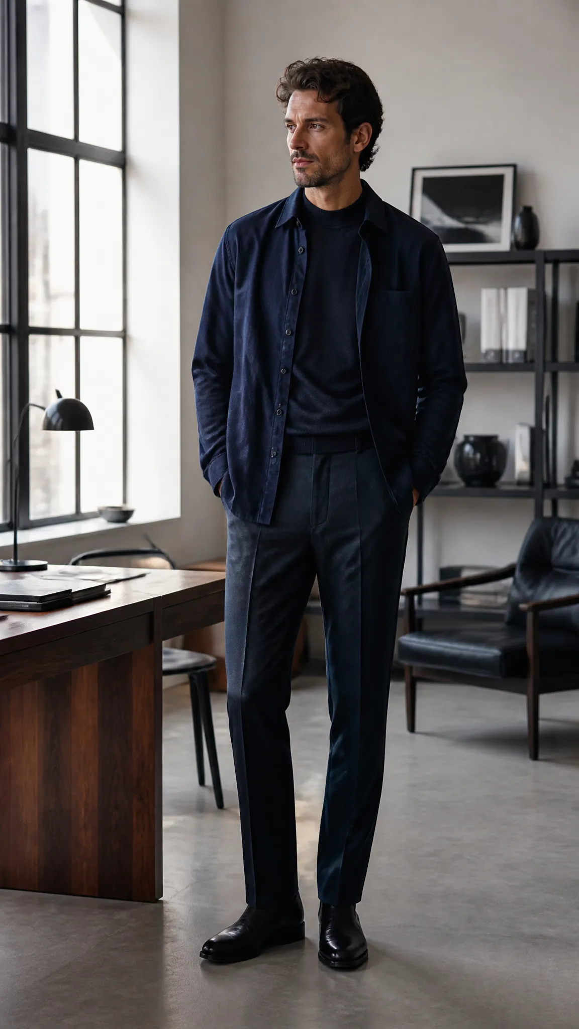 Monochrome Overshirt and Trousers