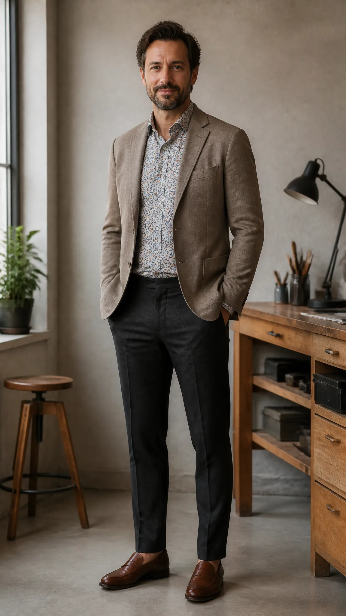 Patterned Shirt and Neutral Separates