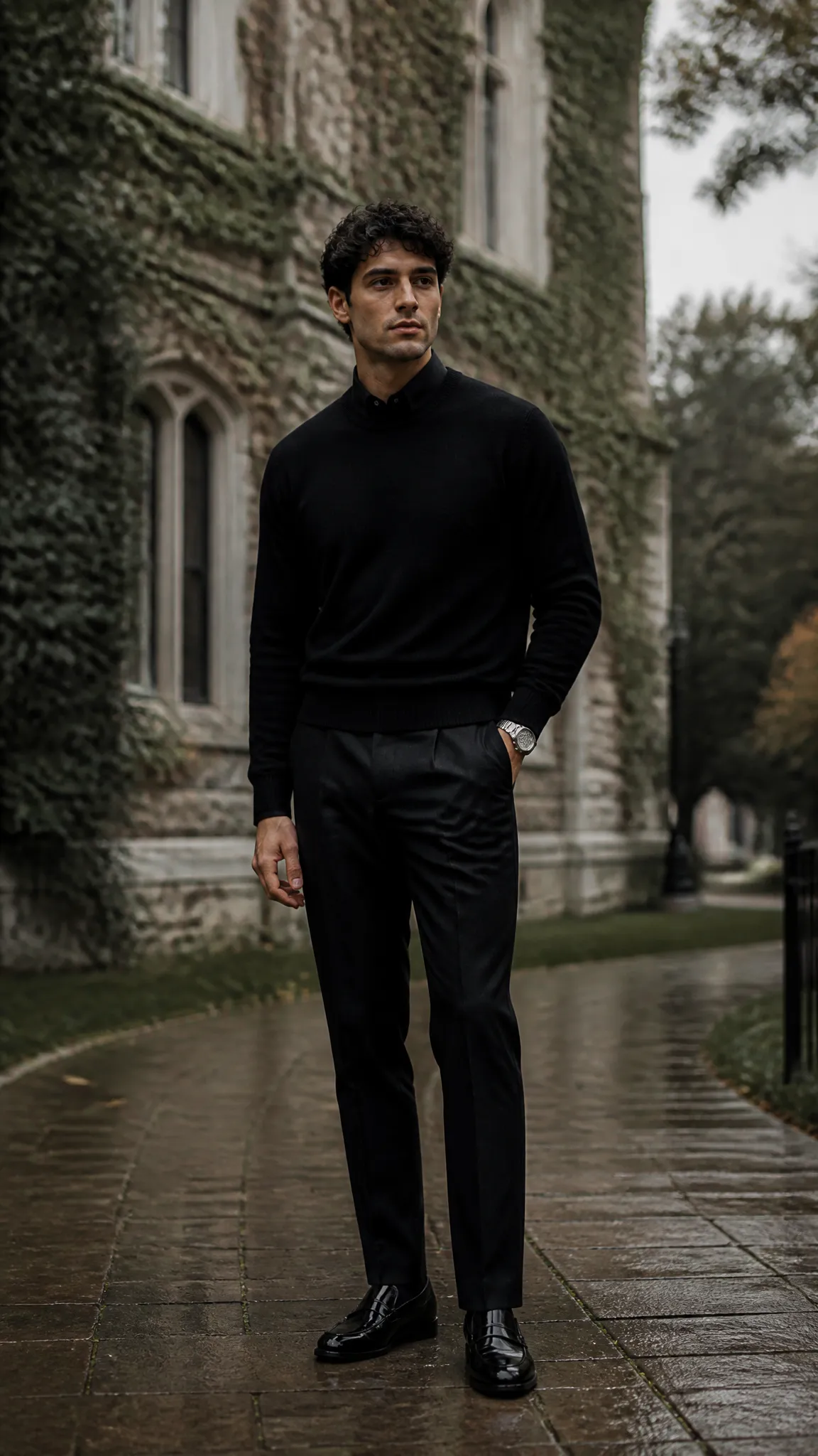 Monochrome Black Prep With Penny Loafers