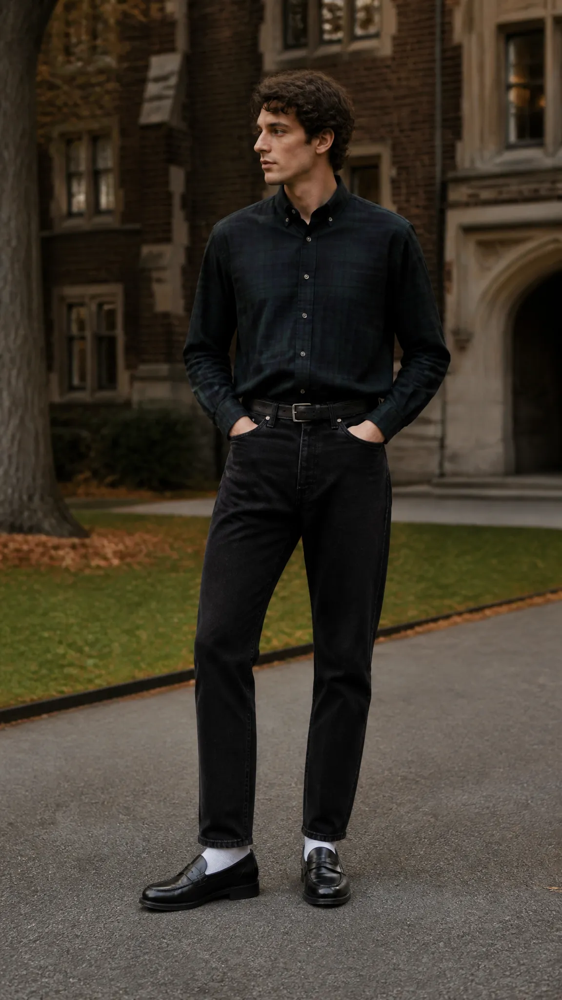Black Watch Tartan With Black Denim