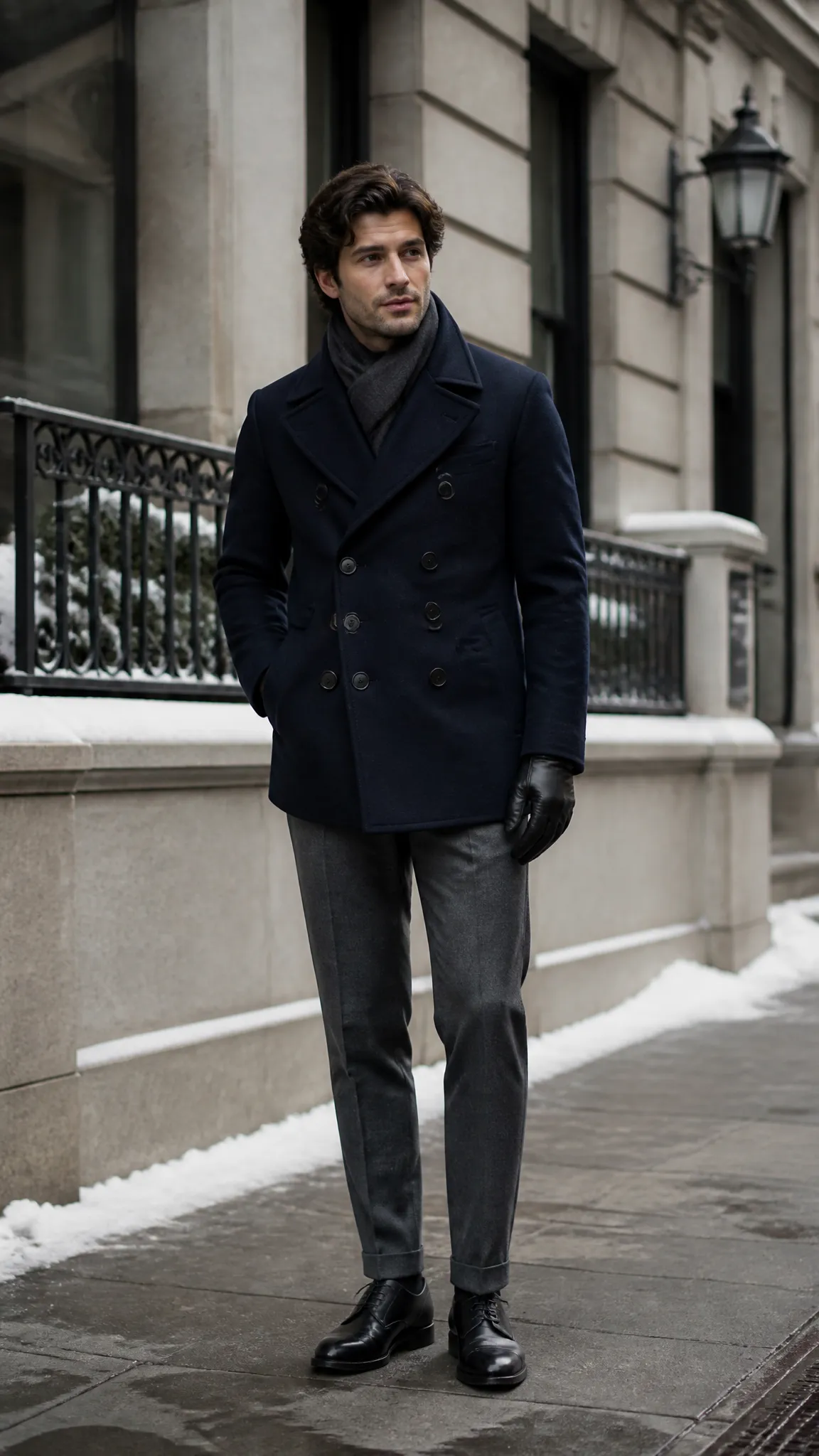 Navy Peacoat With Gray Flannel