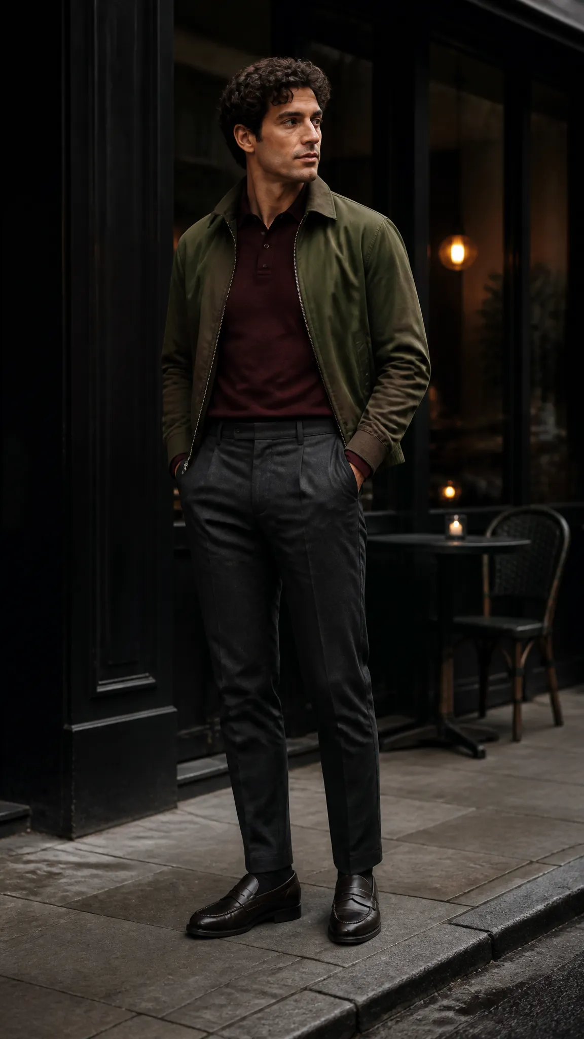 Harrington Jacket With a Polo and Chinos