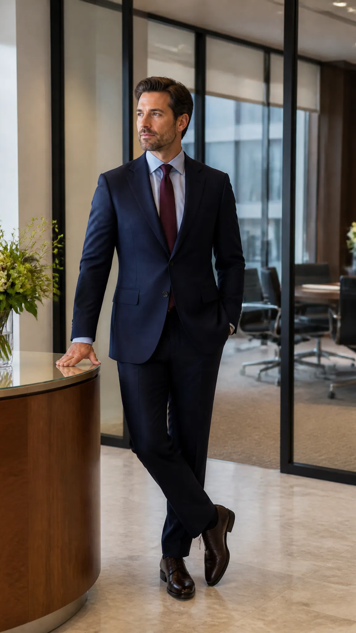 Navy Suit With a Light Blue Shirt