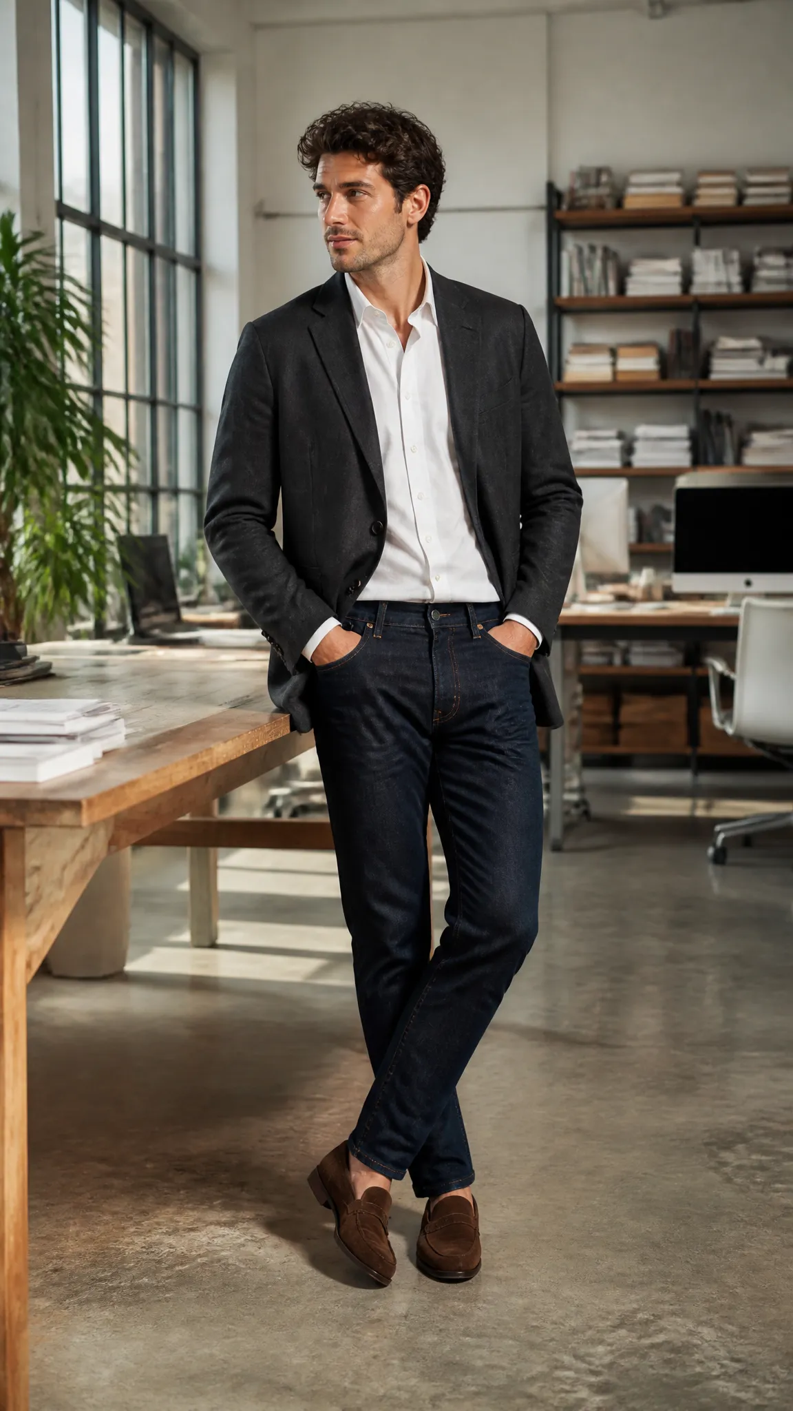 Unstructured Blazer With Dark Jeans