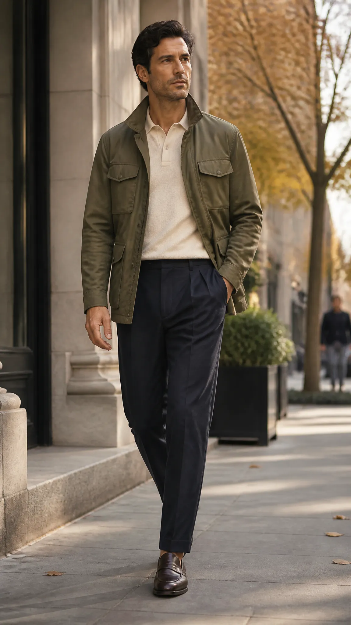Field Jacket Over a Knit Polo