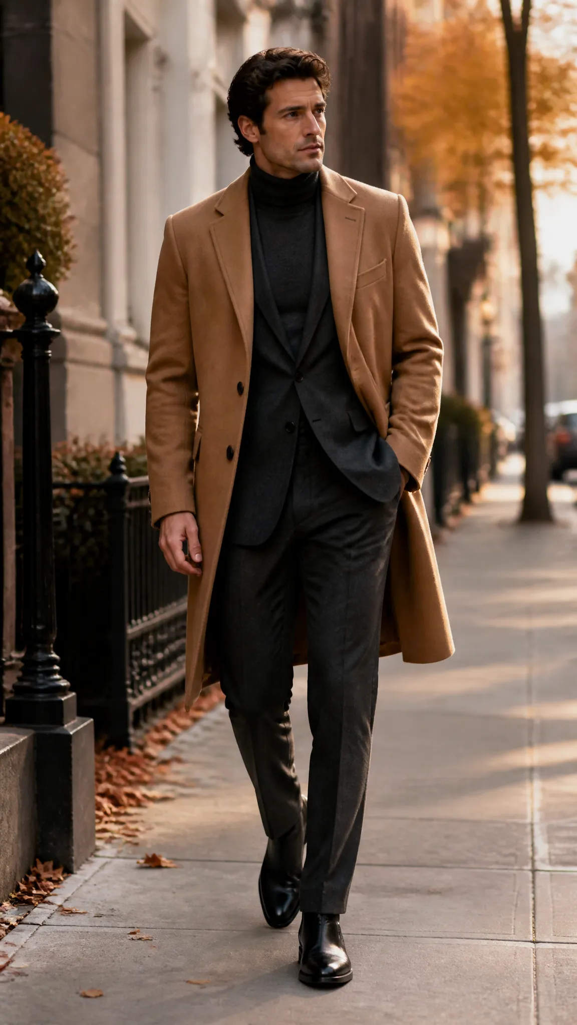 Topcoat Over a Suit and Turtleneck