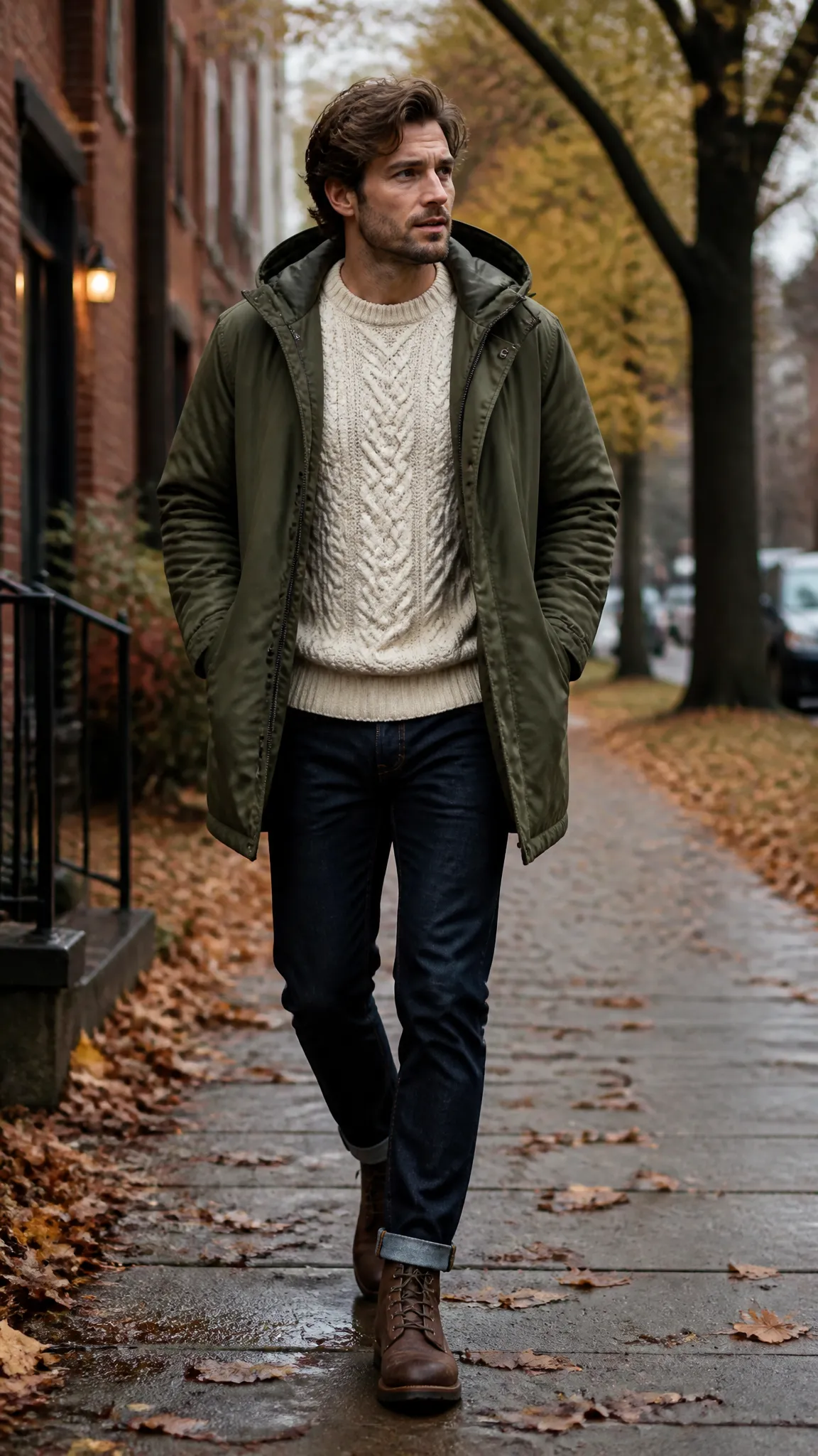 Fisherman Sweater Under a Parka