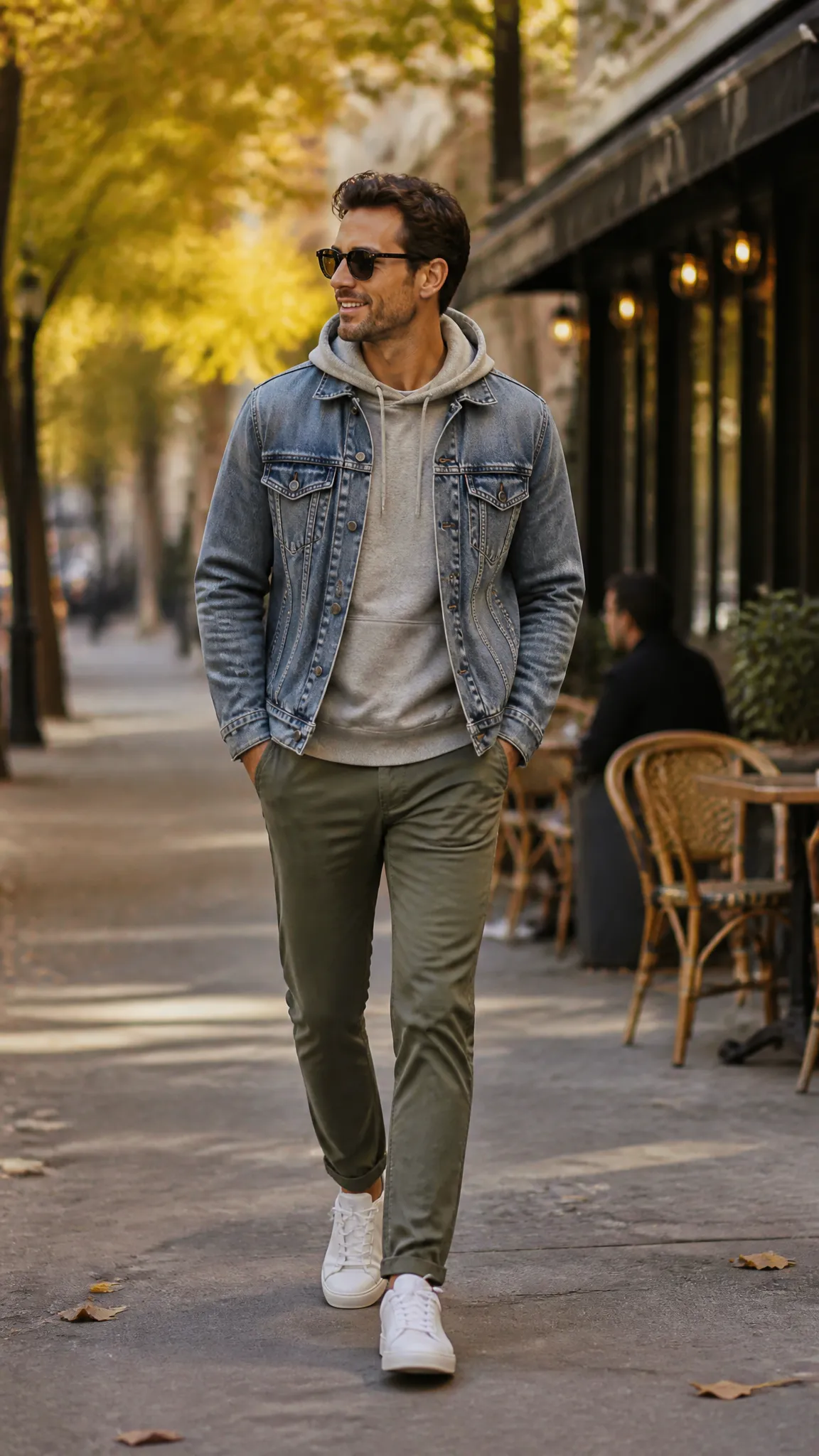 Hoodie Under a Denim Jacket
