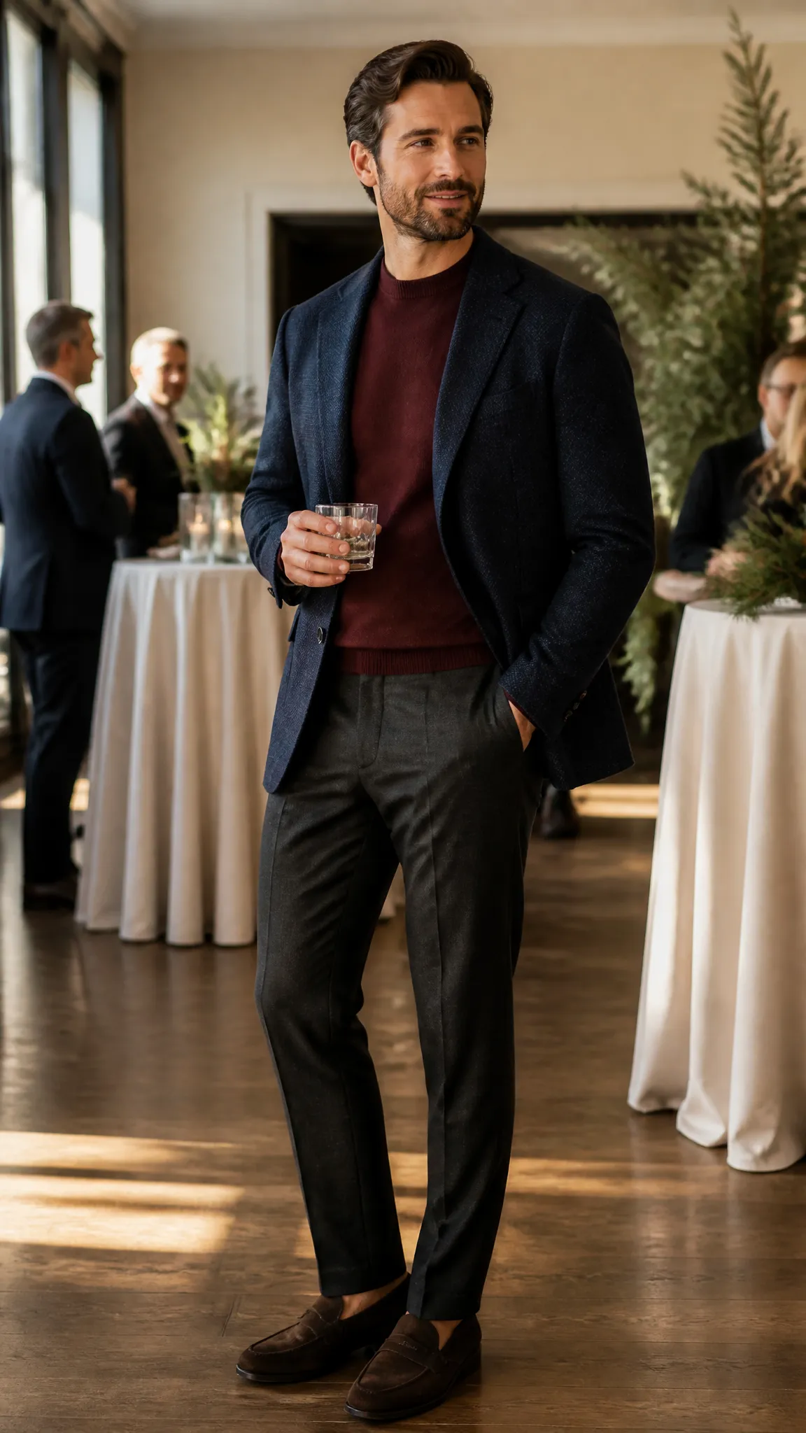 Navy Blazer and Charcoal Trousers