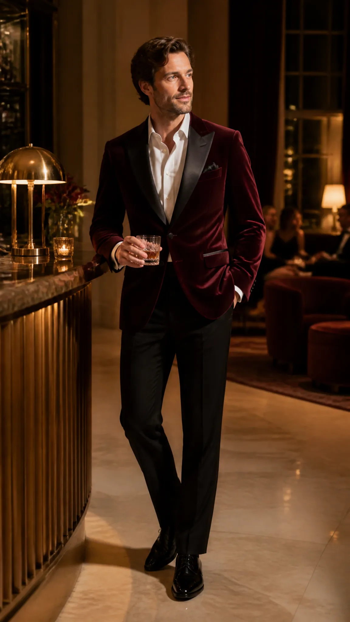 Velvet Dinner Jacket and Black Trousers