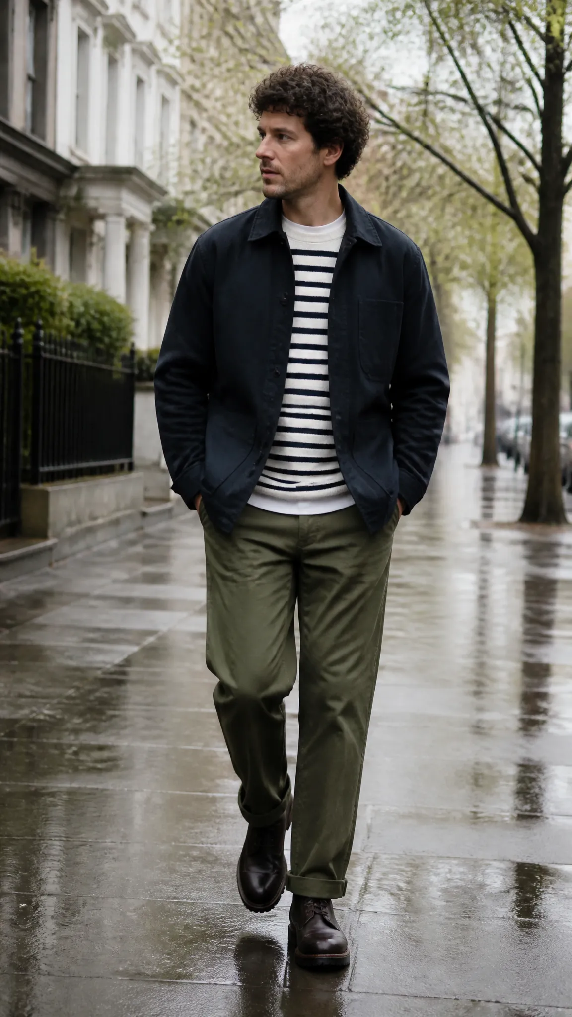 Chore Coat With a Striped Sweater