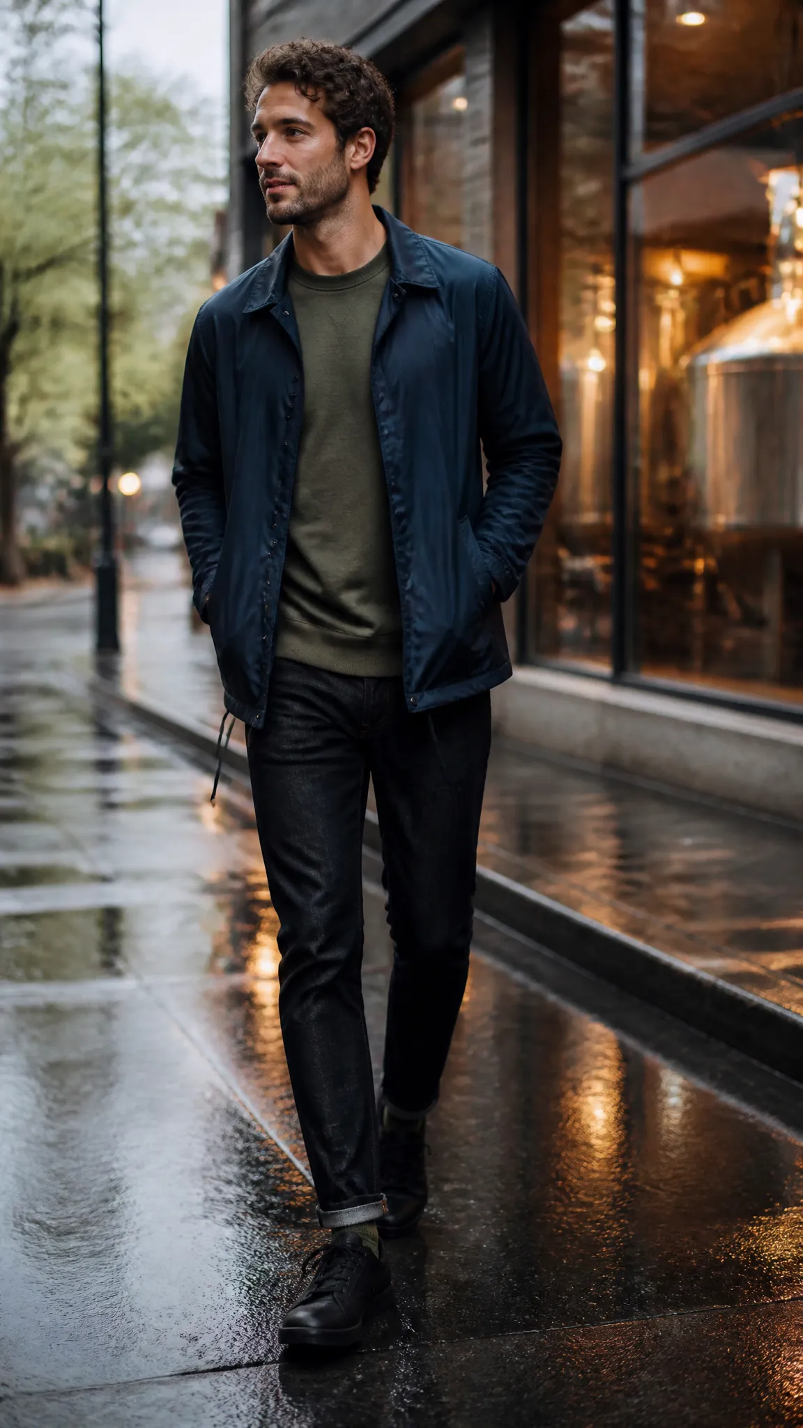 Coach Jacket With Dark Denim