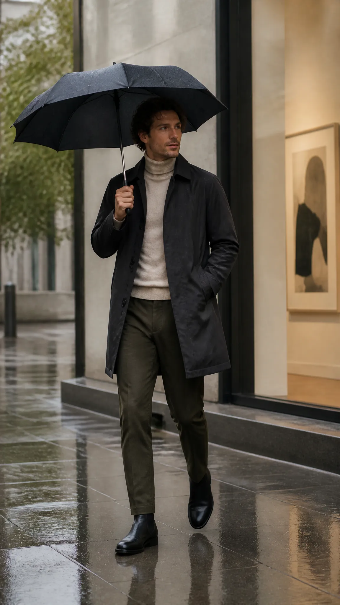 Car Coat With a Turtleneck