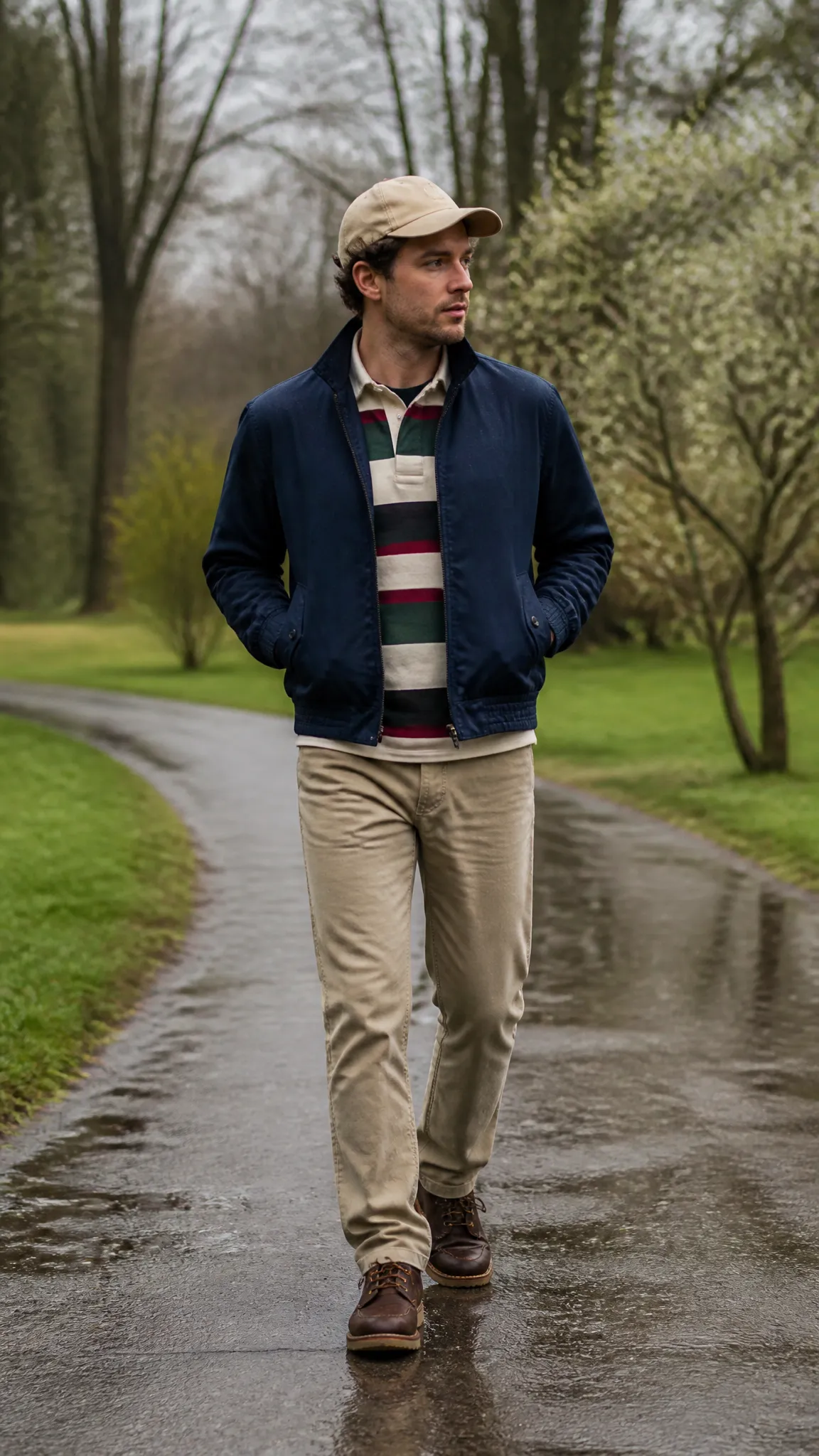 Harrington Jacket With a Rugby Shirt