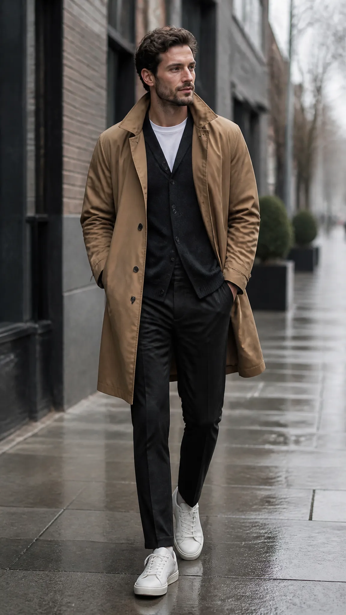Mac Coat With a Cardigan