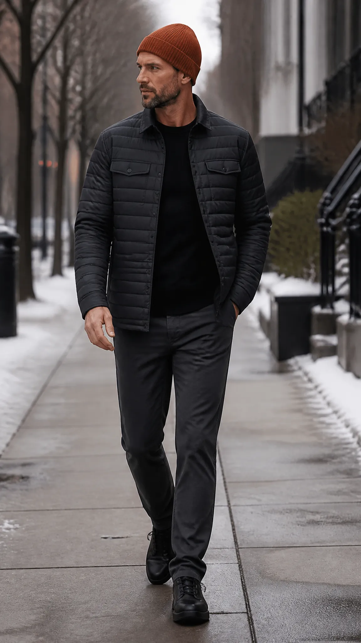 Down Shirt Jacket With Monochrome Basics
