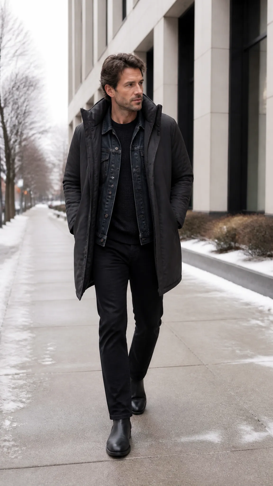 Denim Jacket Under a Parka