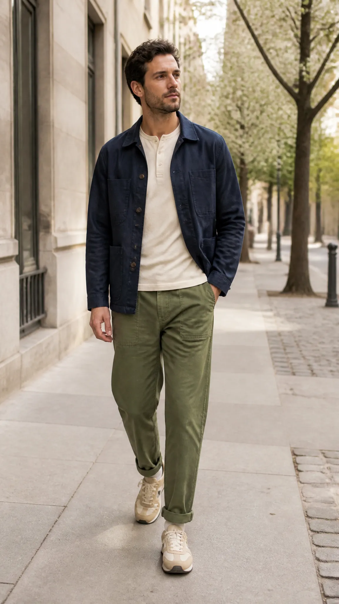Chore Jacket With a Henley and Fatigue Pants