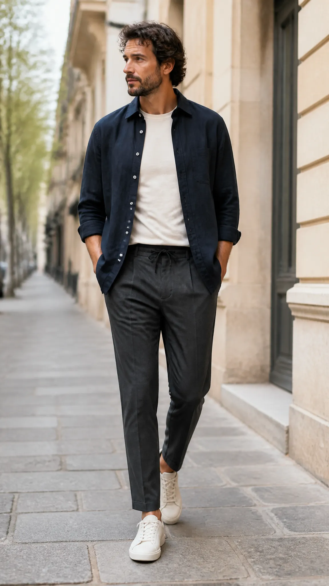 Overshirt With a Tee and Drawstring Trousers