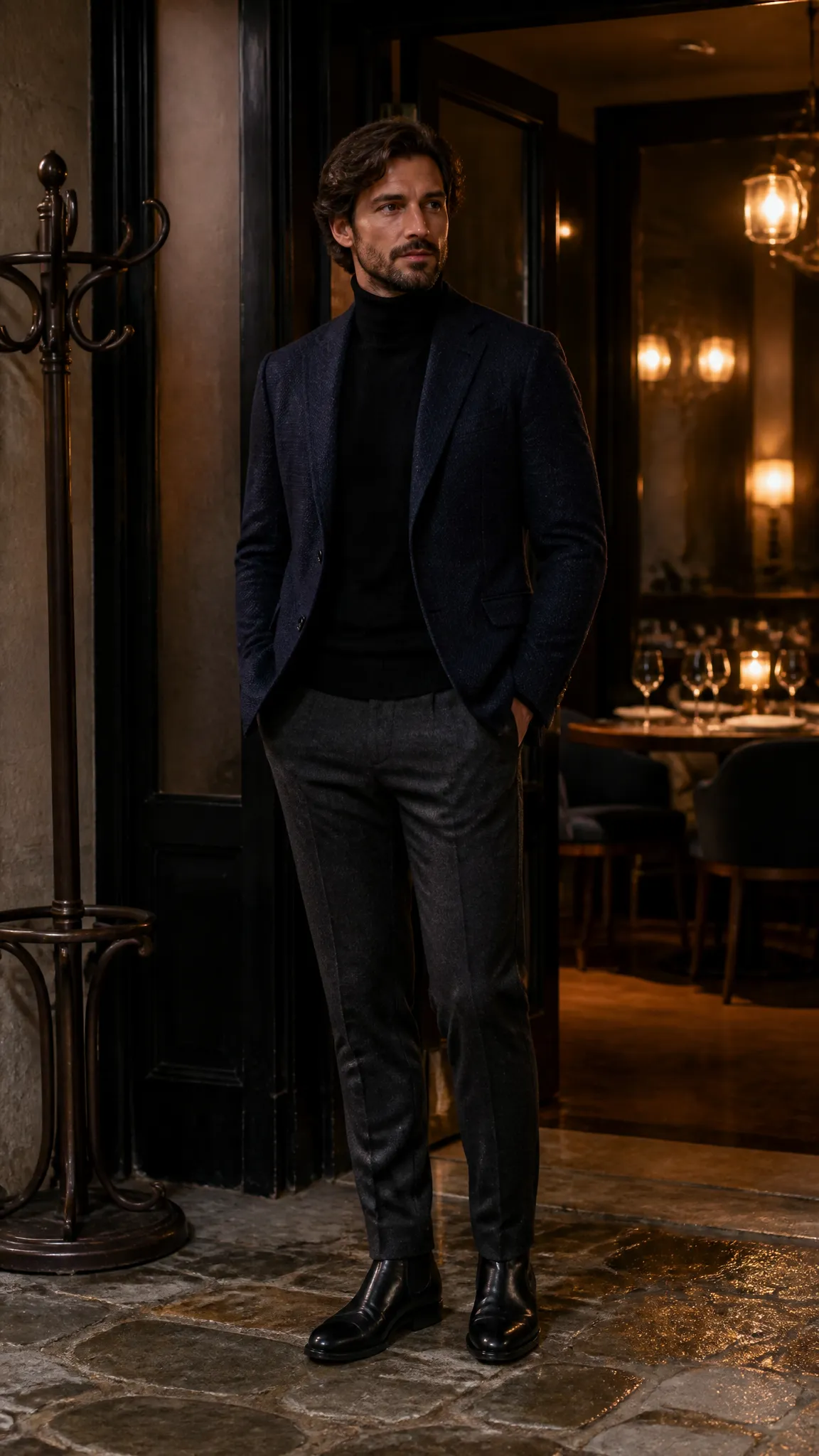 Turtleneck Under a Tailored Blazer