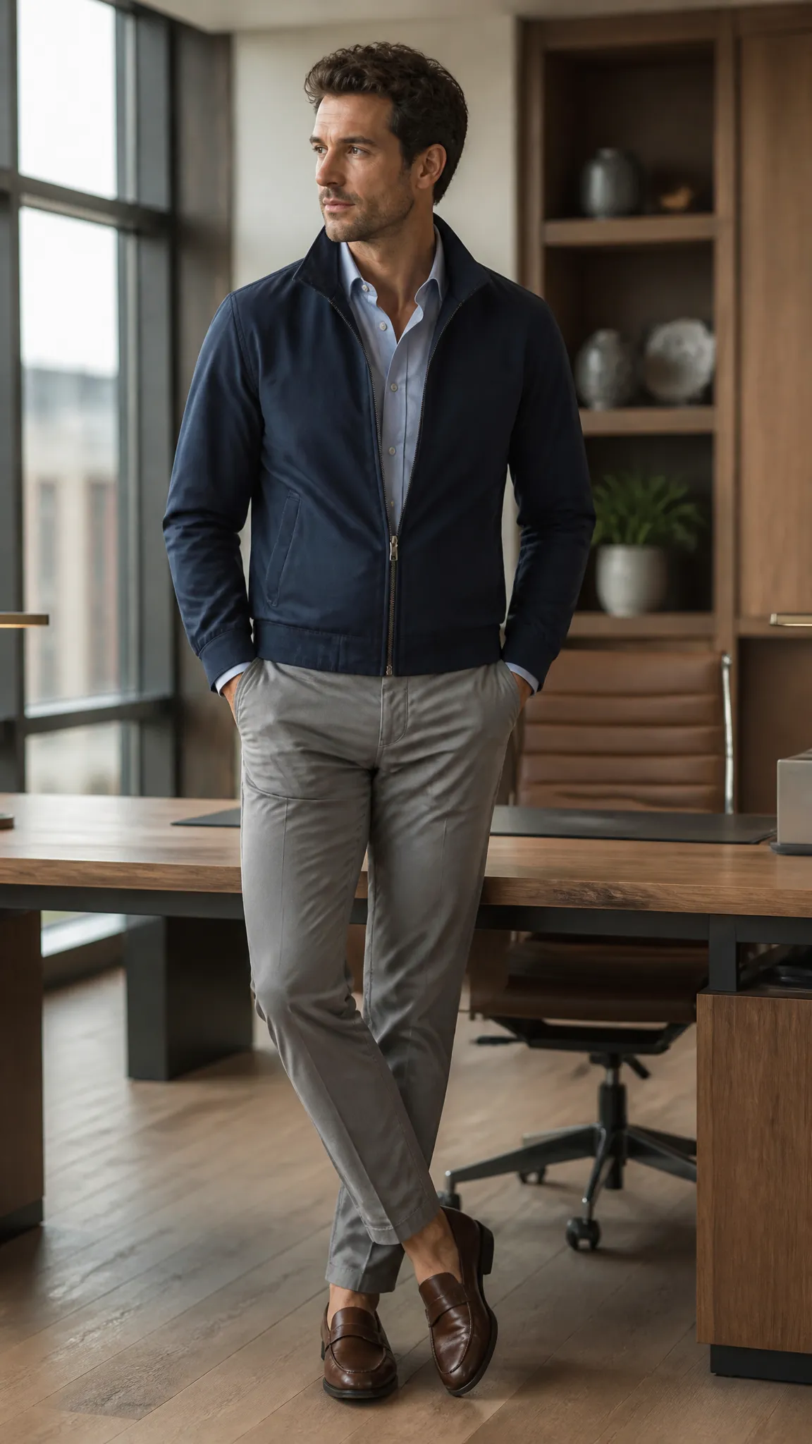 Harrington Jacket With Chinos and Loafers