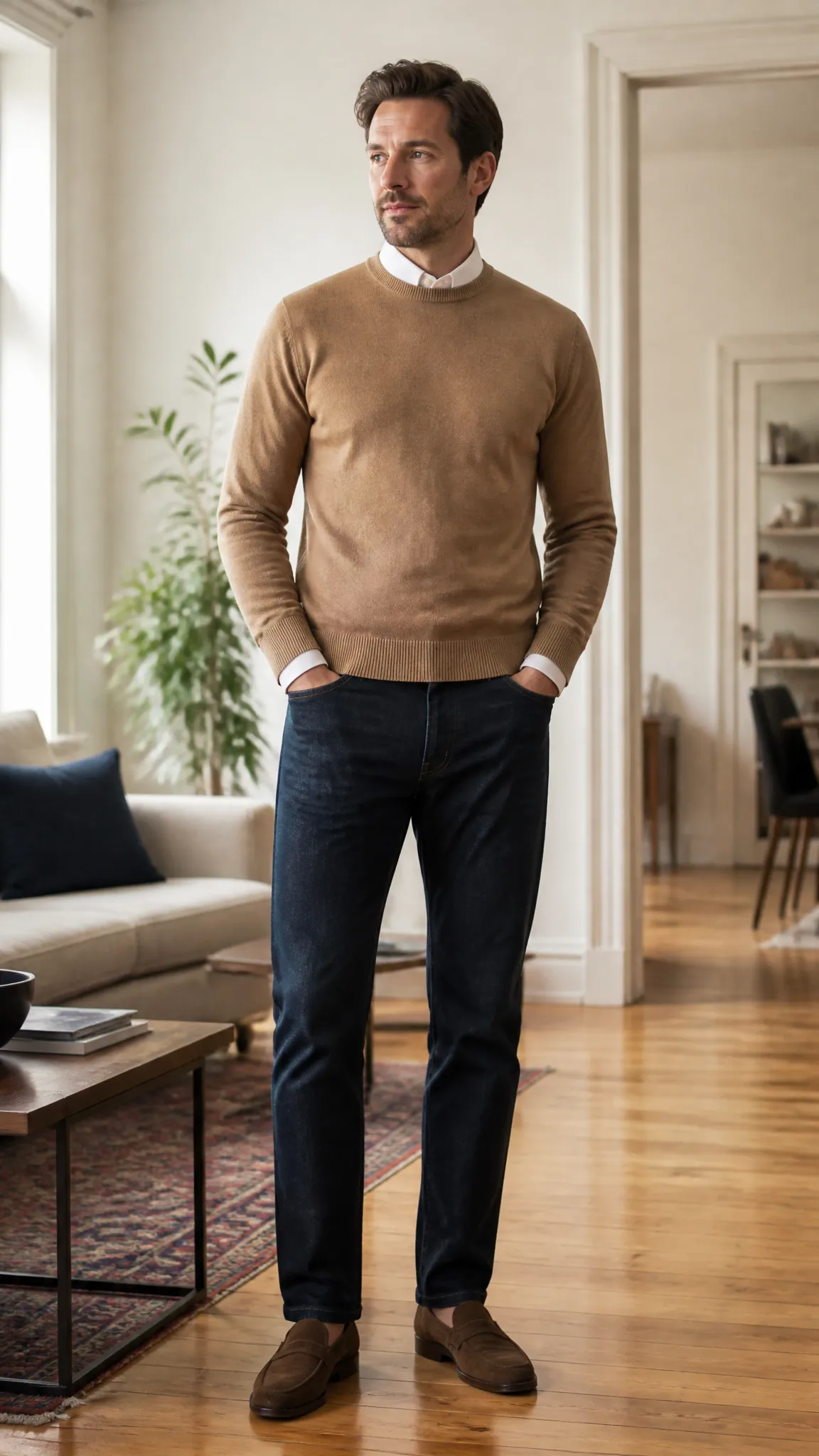 Dark Straight-Leg Jeans