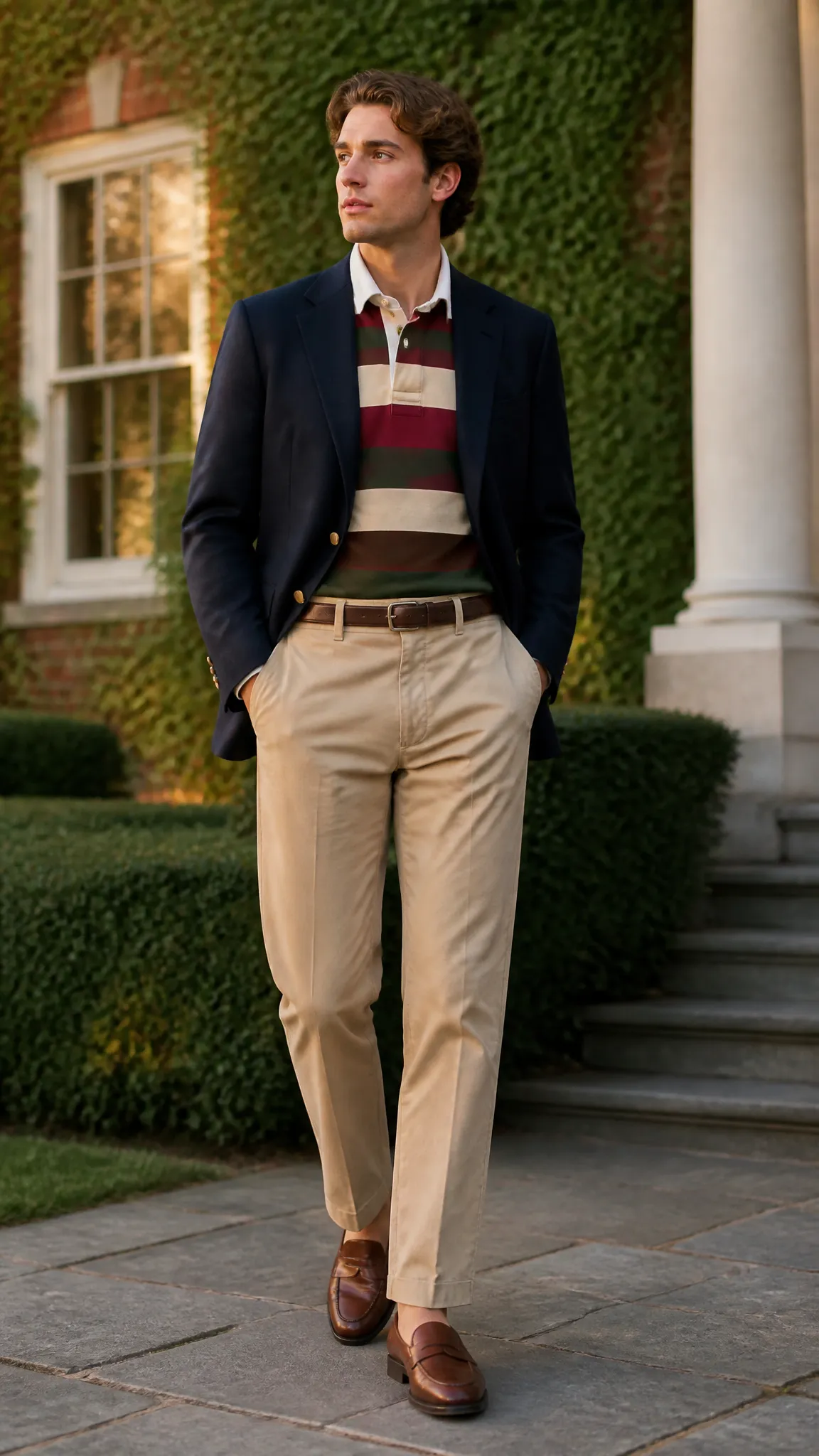 Navy Blazer With a Rugby Shirt