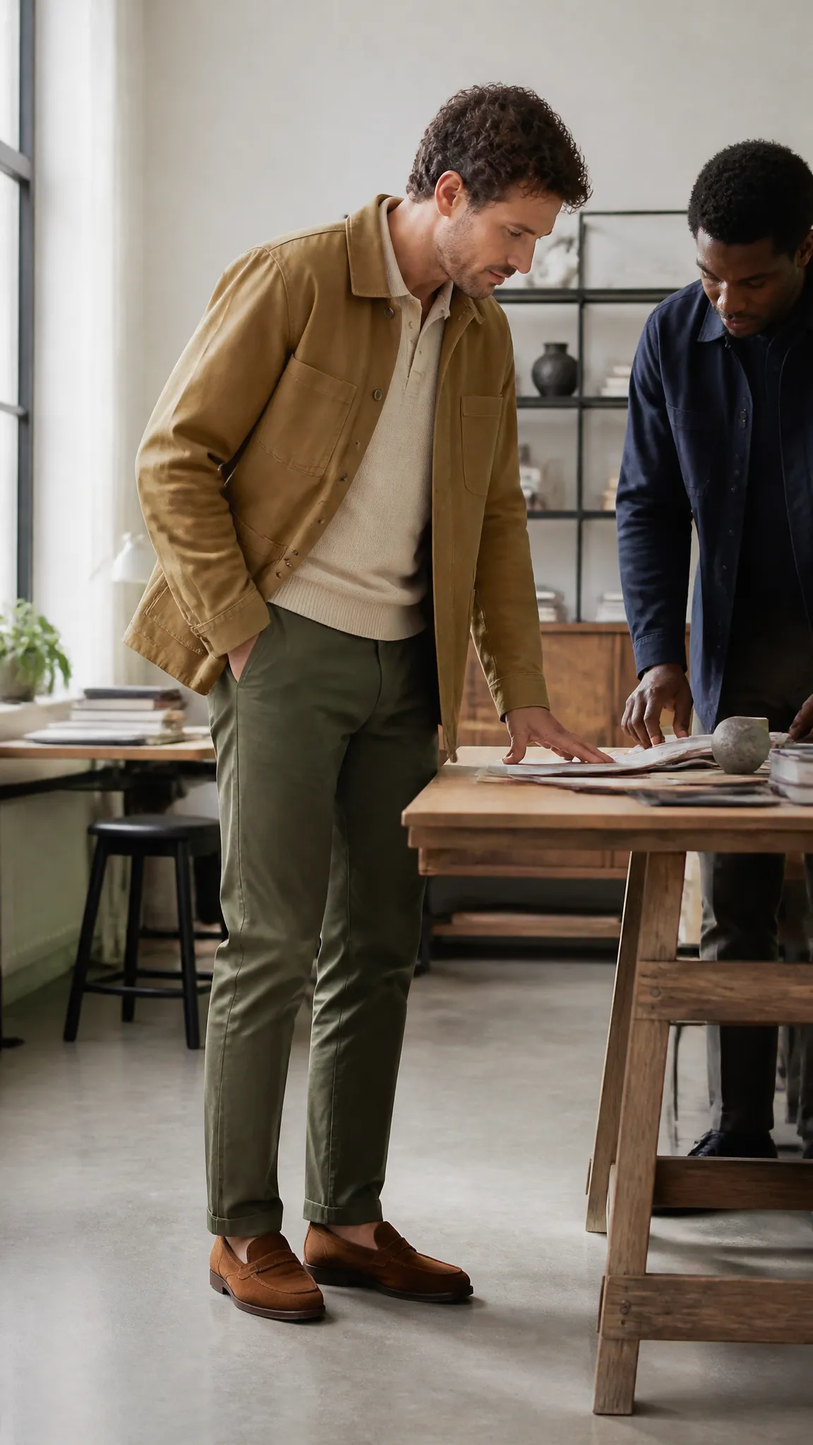 Chore Jacket With a Knit Polo