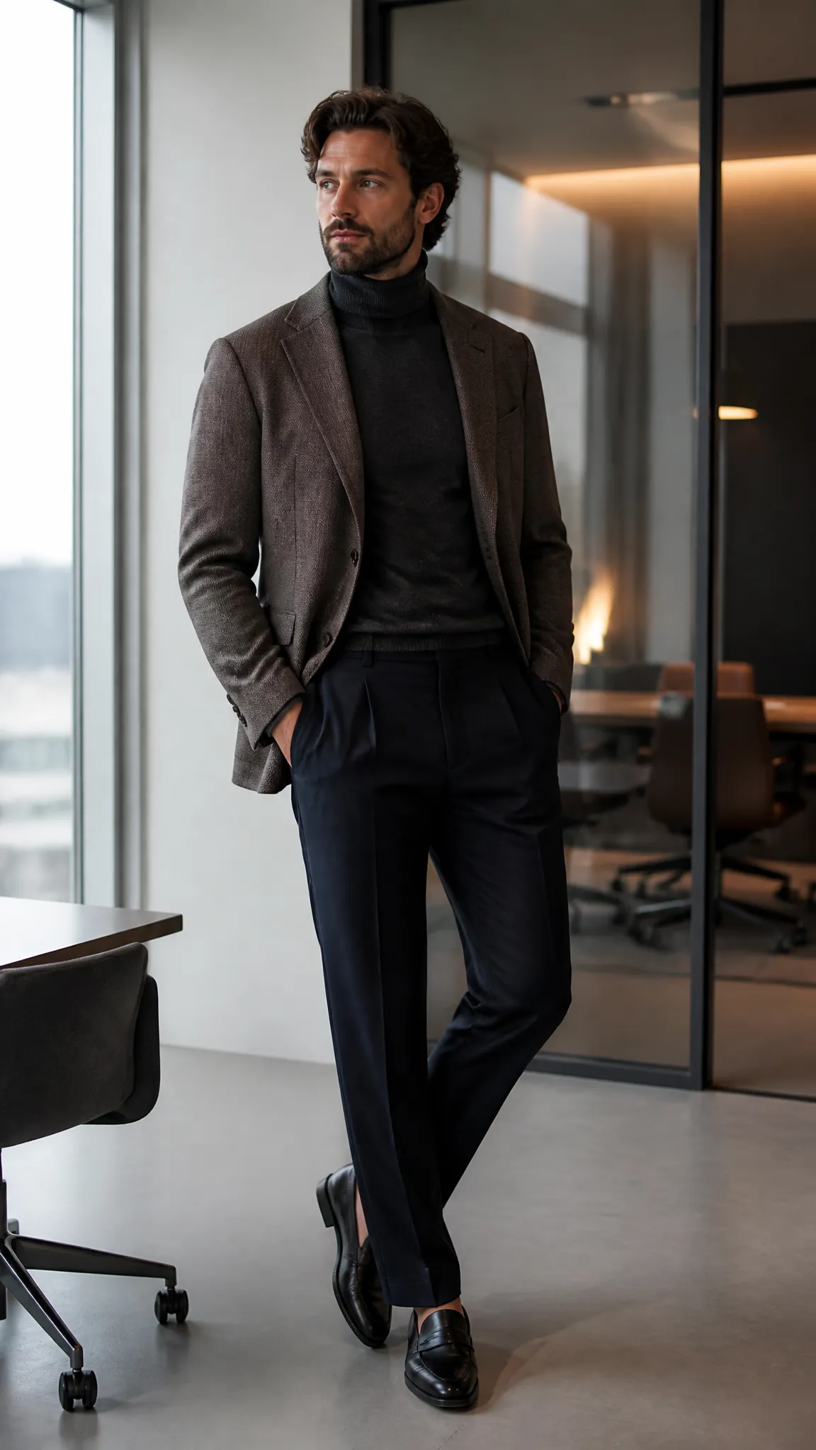 Turtleneck With an Unstructured Blazer