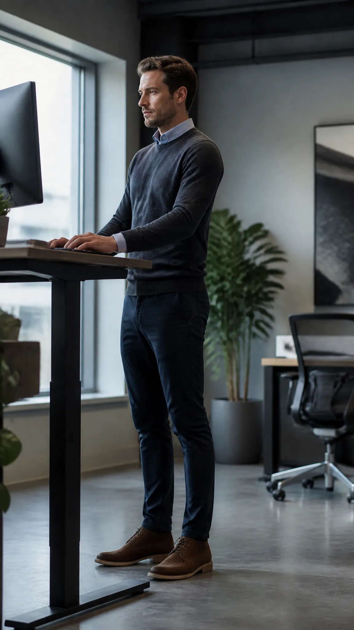 Merino Sweater Over a Collared Shirt