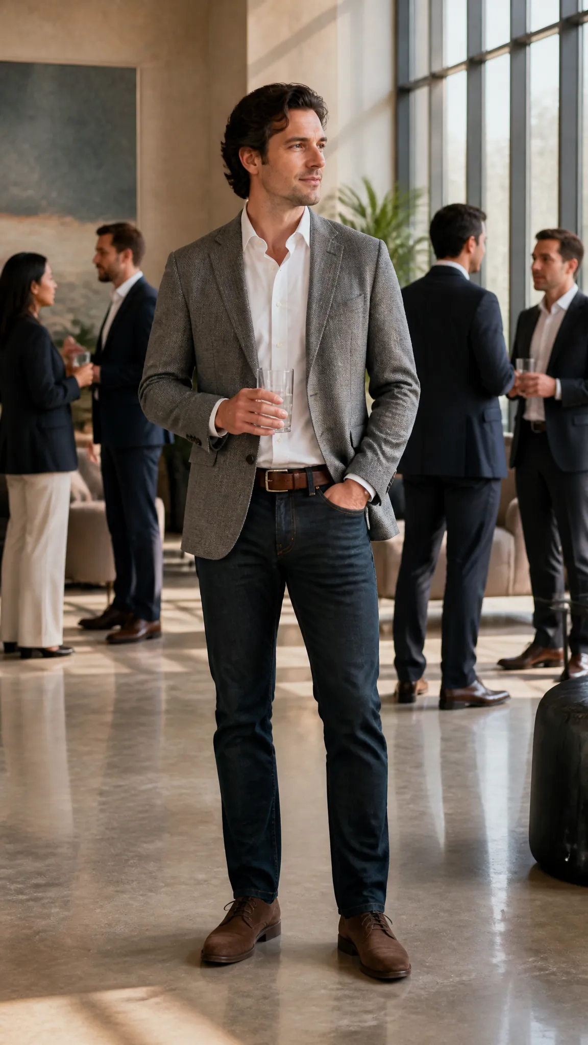 Dark Jeans With a Casual Sport Coat