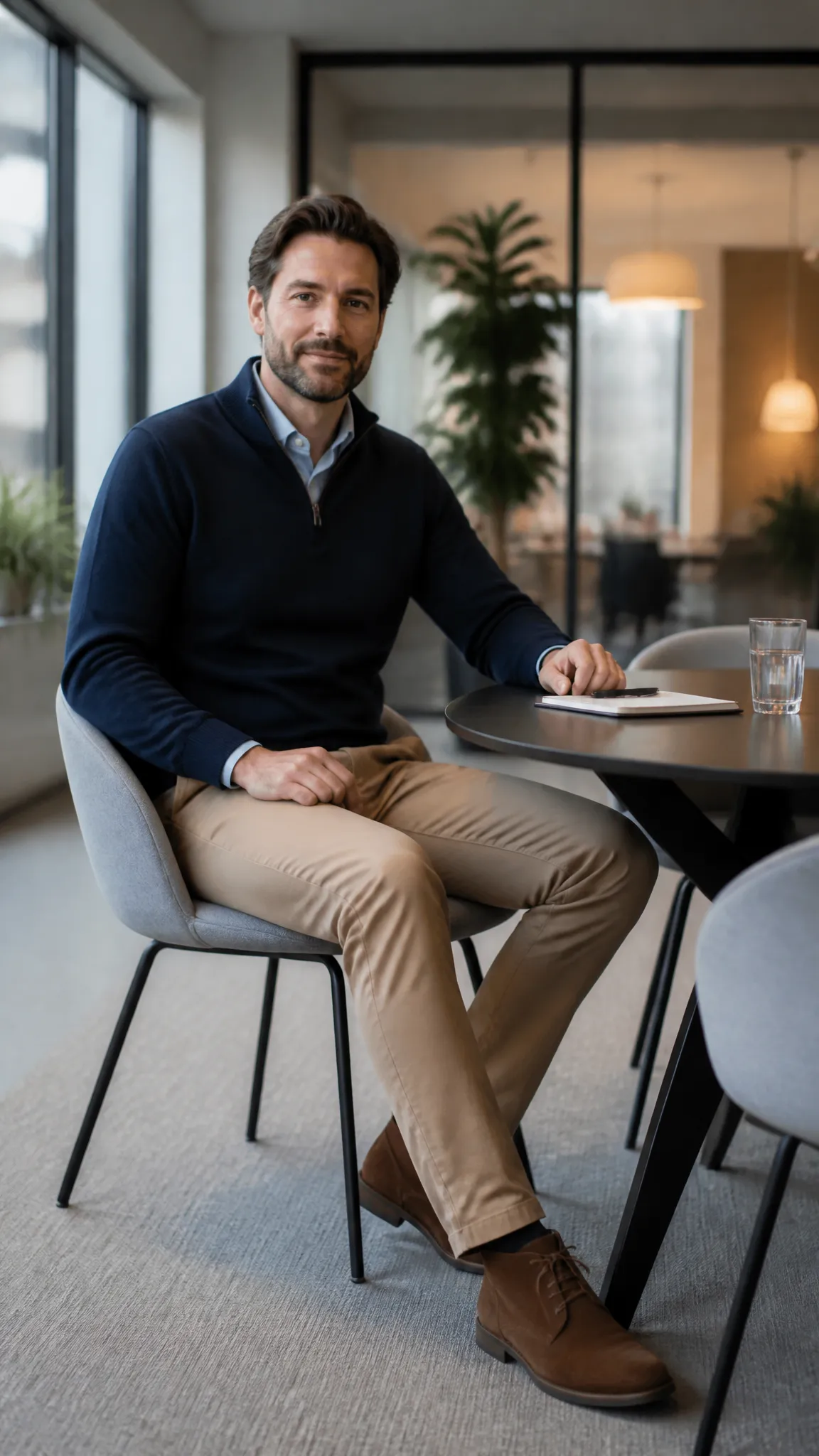 Quarter-Zip Sweater With Chinos