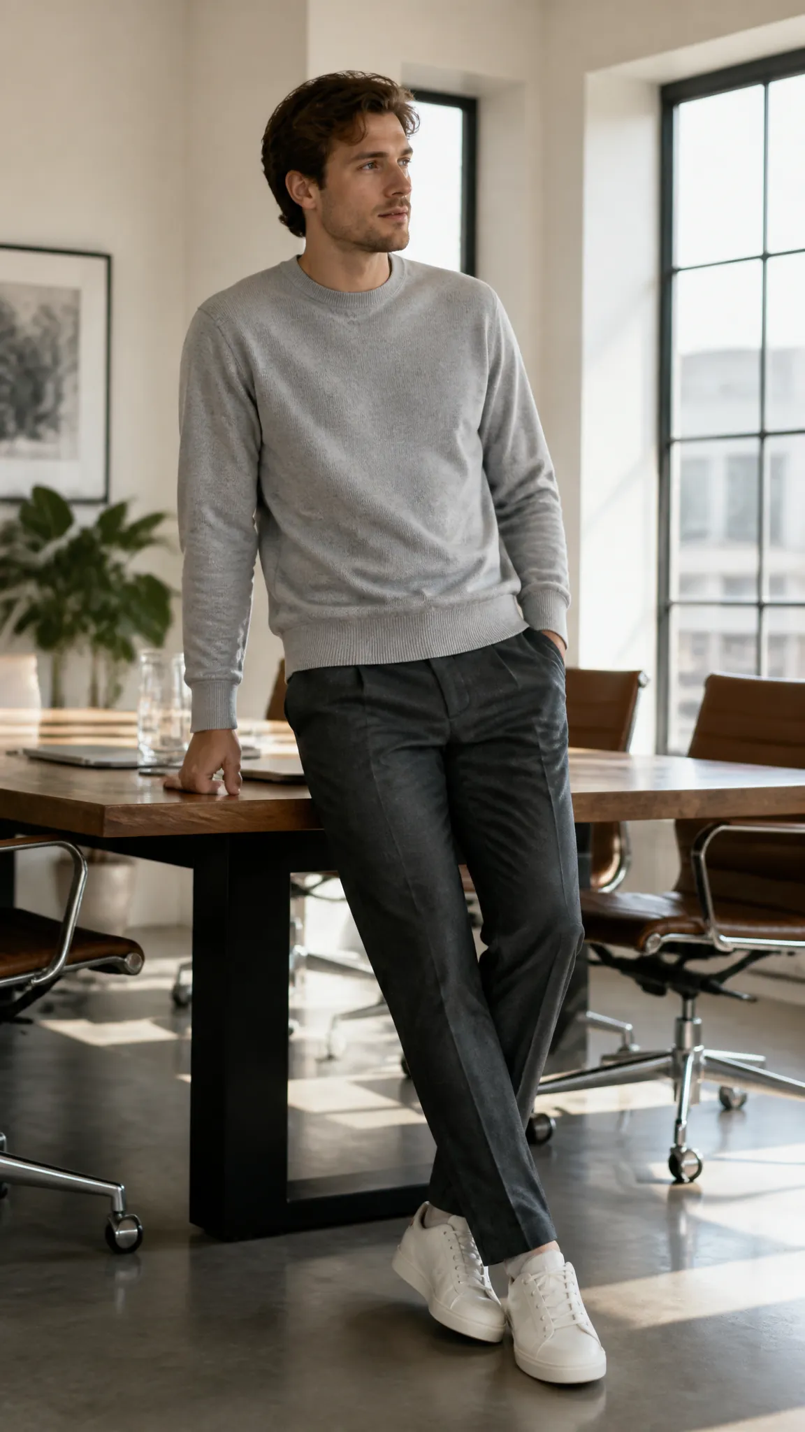 Minimalist Sweatshirt With Smart Trousers