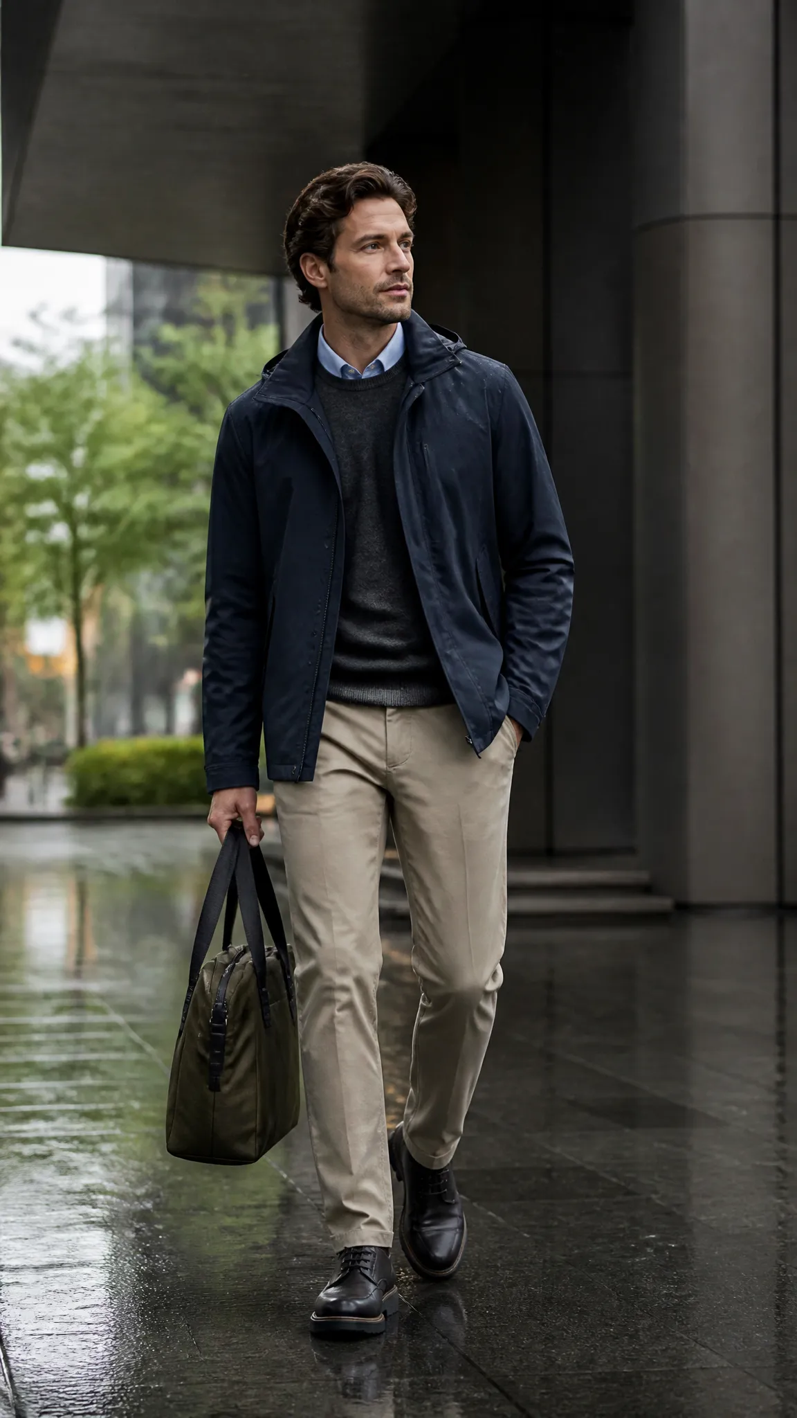 Lightweight Rain Shell With Smart Casual Layers