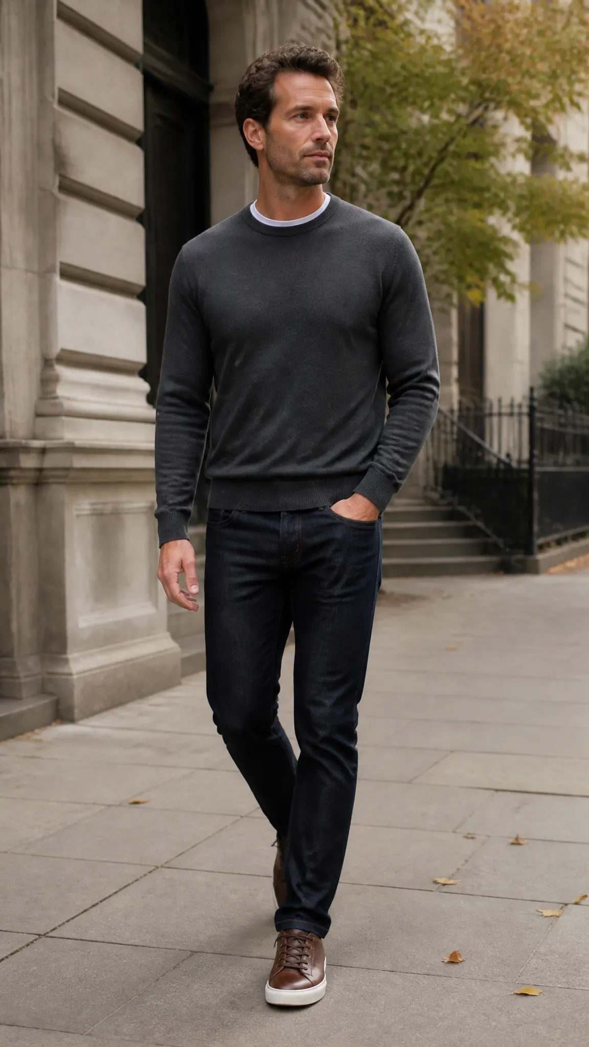 Merino Crewneck Over a T-Shirt